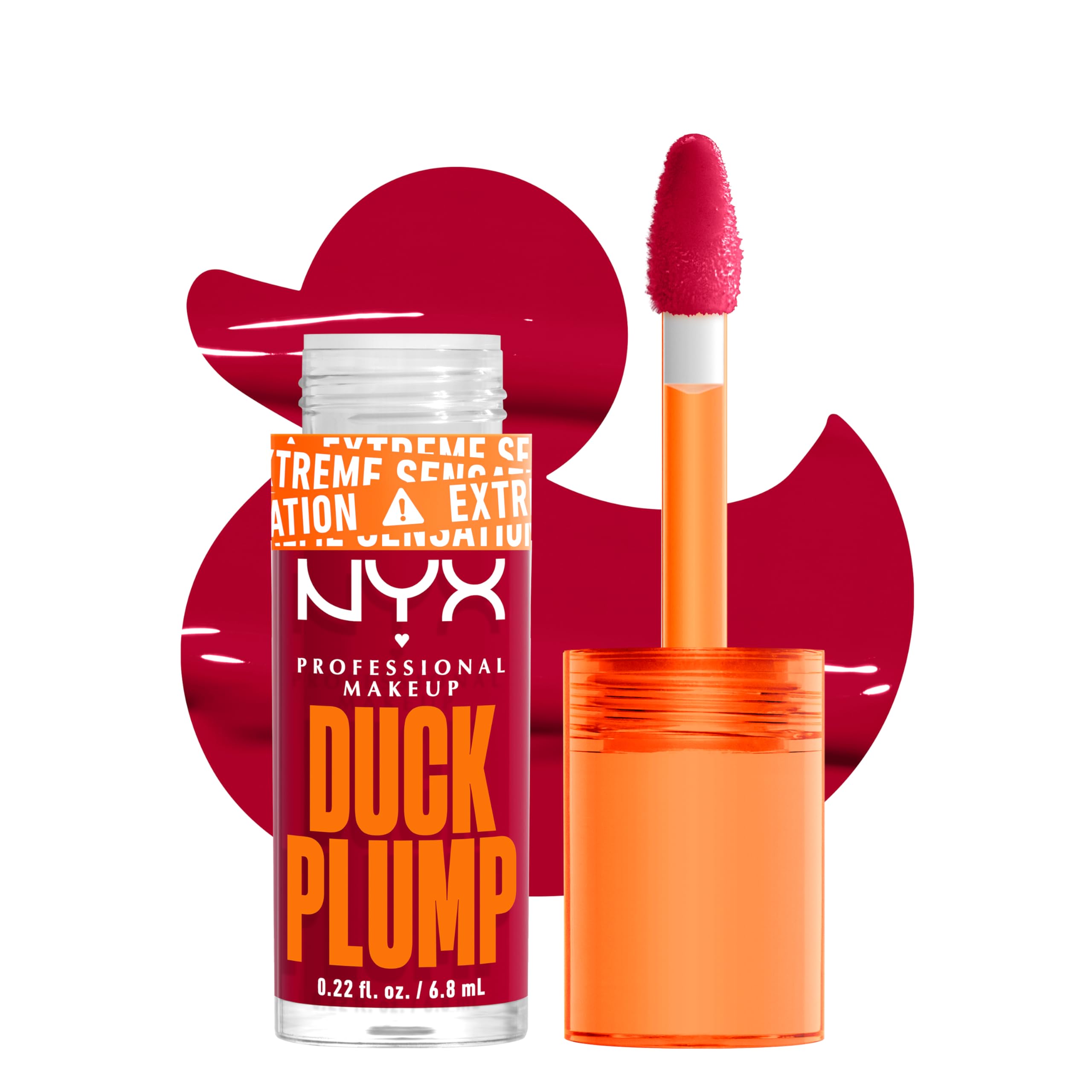 NYX PROFESSIONAL MAKEUP Duck Plump High Pigment Plumping Lip Gloss with Spicy Ginger, Vegan Lip Makeup - Hall Of Flame (True Red