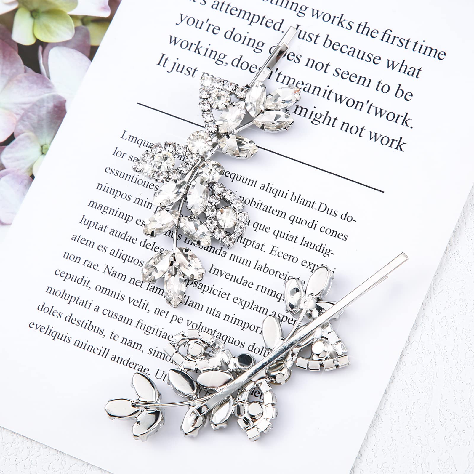 4 Pieces Rhinestone Bridal Hair Clip Leaf Wedding Hairpin Bride Pearl Crystal Hair Clips Rhinestone Barrette Elegant Bridal Hair