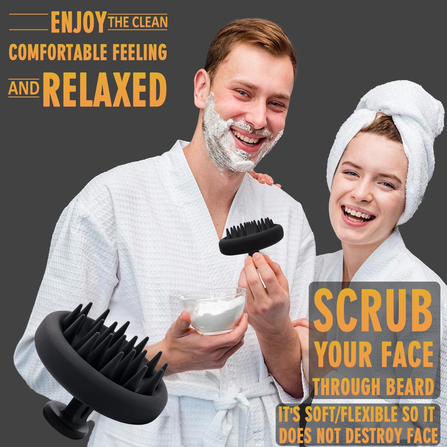 Yealir Beard Brush For Men, Silicone Beard Scrubber, Deep Cleans, Hair & Beard Exfoliator Helping Beard Shampoo Better Clean The