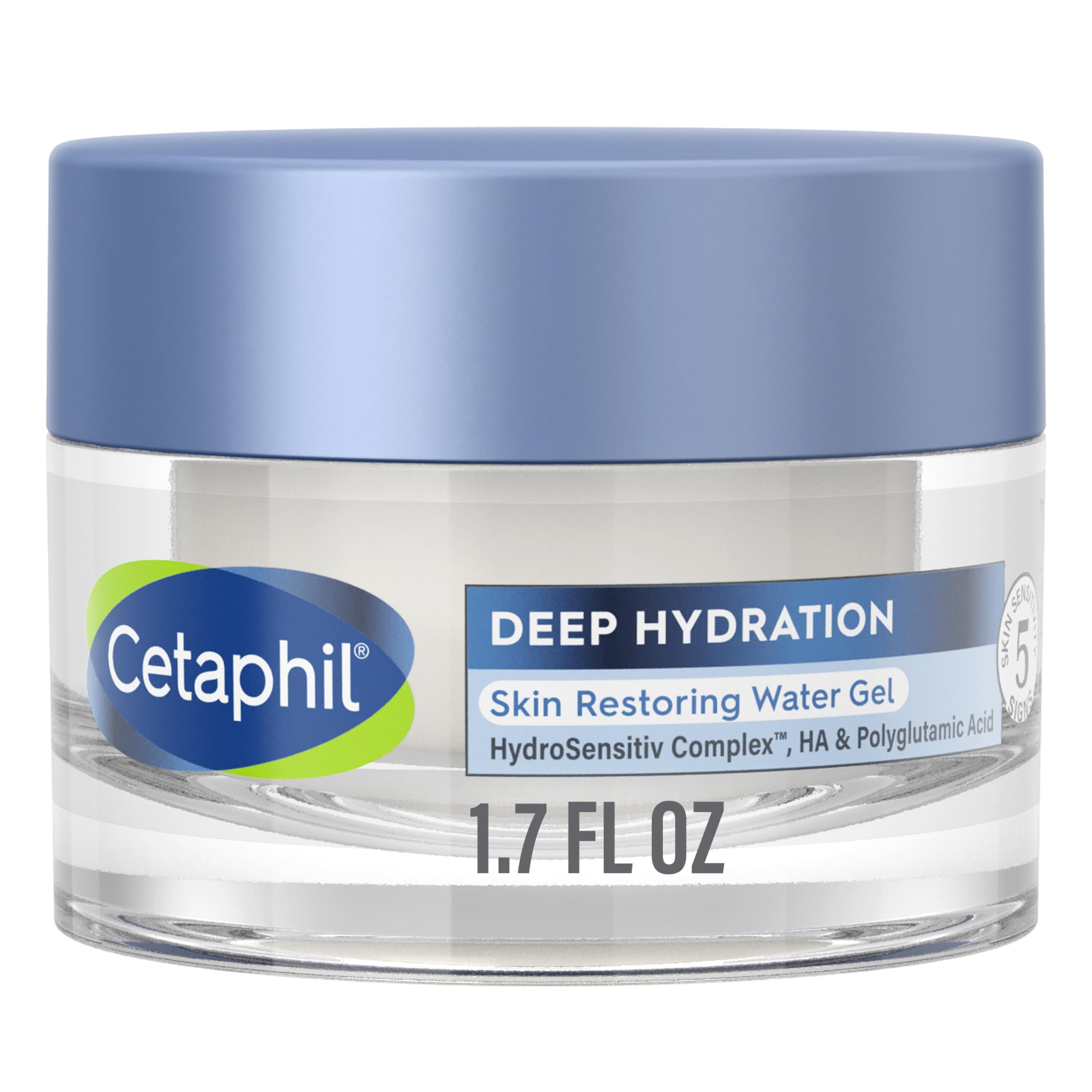 Cetaphil Deep Hydration Skin Restoring Water Gel With Hyaluronic And Polygutamic Acid, Face Moisturizer, 72 Hour Hydration, For