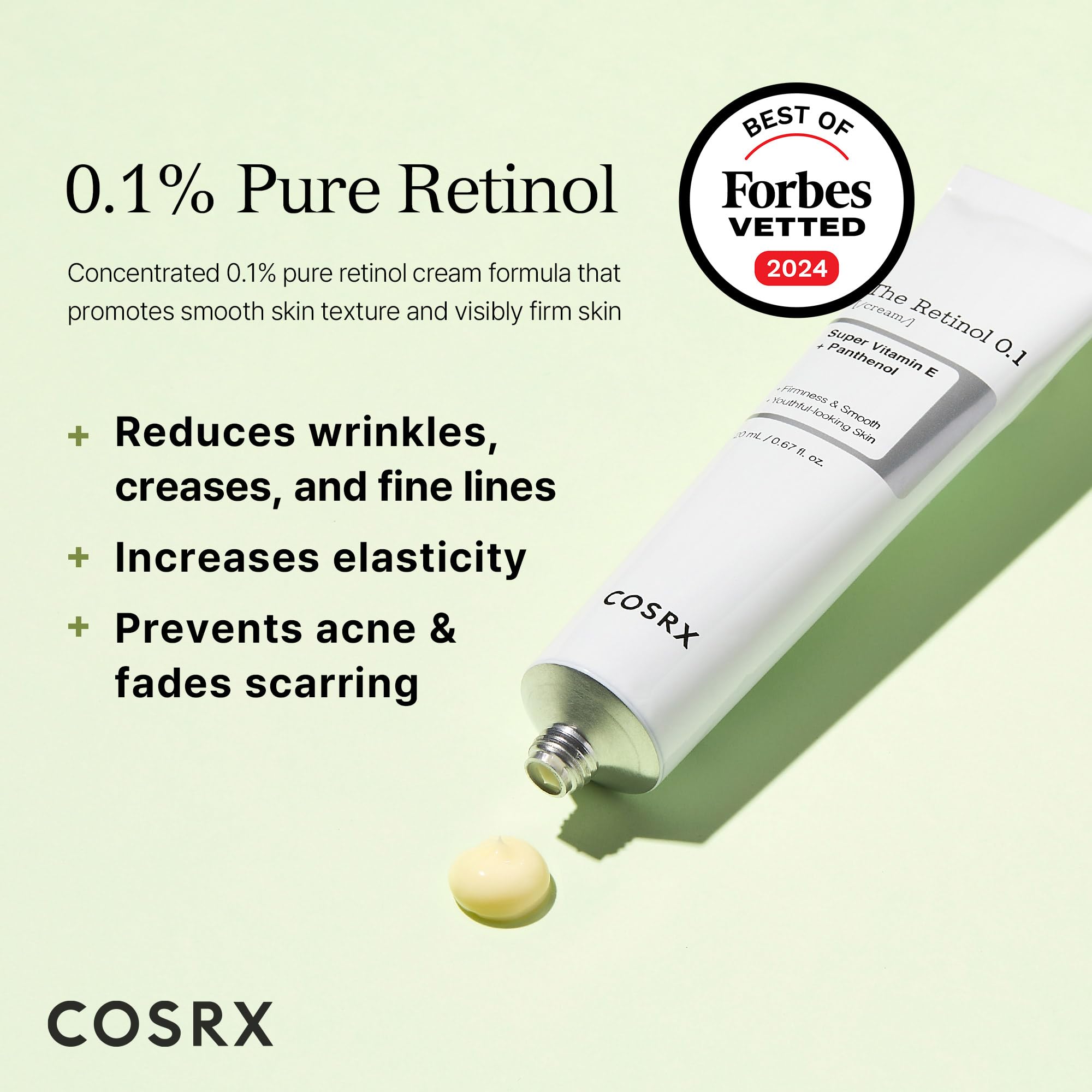 Cosrx Retinol 0.1% Cream, 0.67 Oz, Anti-Aging Eye & Neck Cream With Retinoid Treatment To Firm Skin, Reduce Wrinkles, Fine Lines