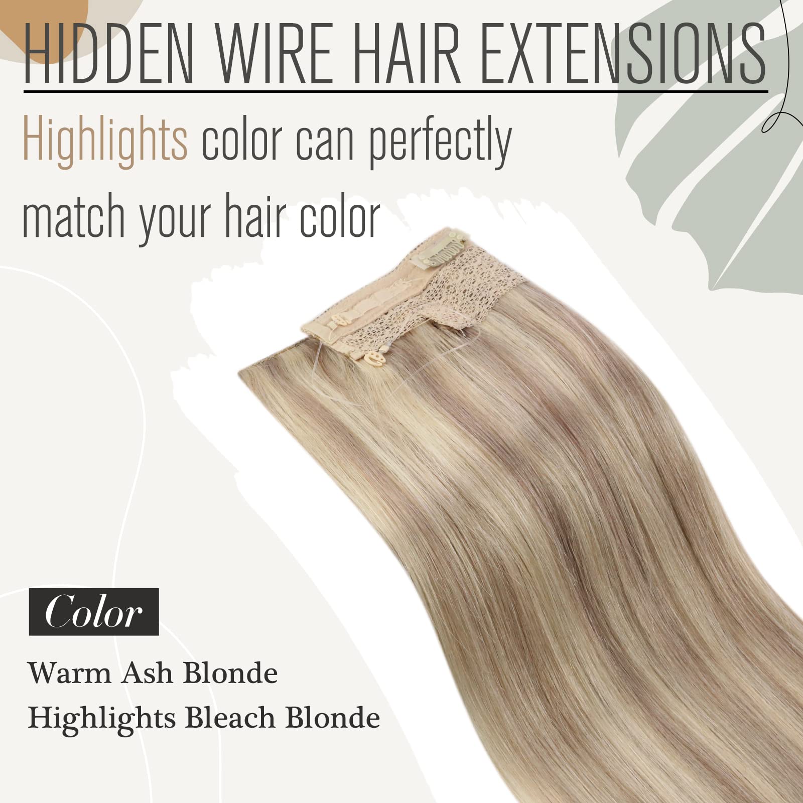 Sunny Wire Extensions Human Hair Blonde Highlight Fish Line Hair Extensions Real Human Hair Ash Blonde Highlights Bleach Blonde