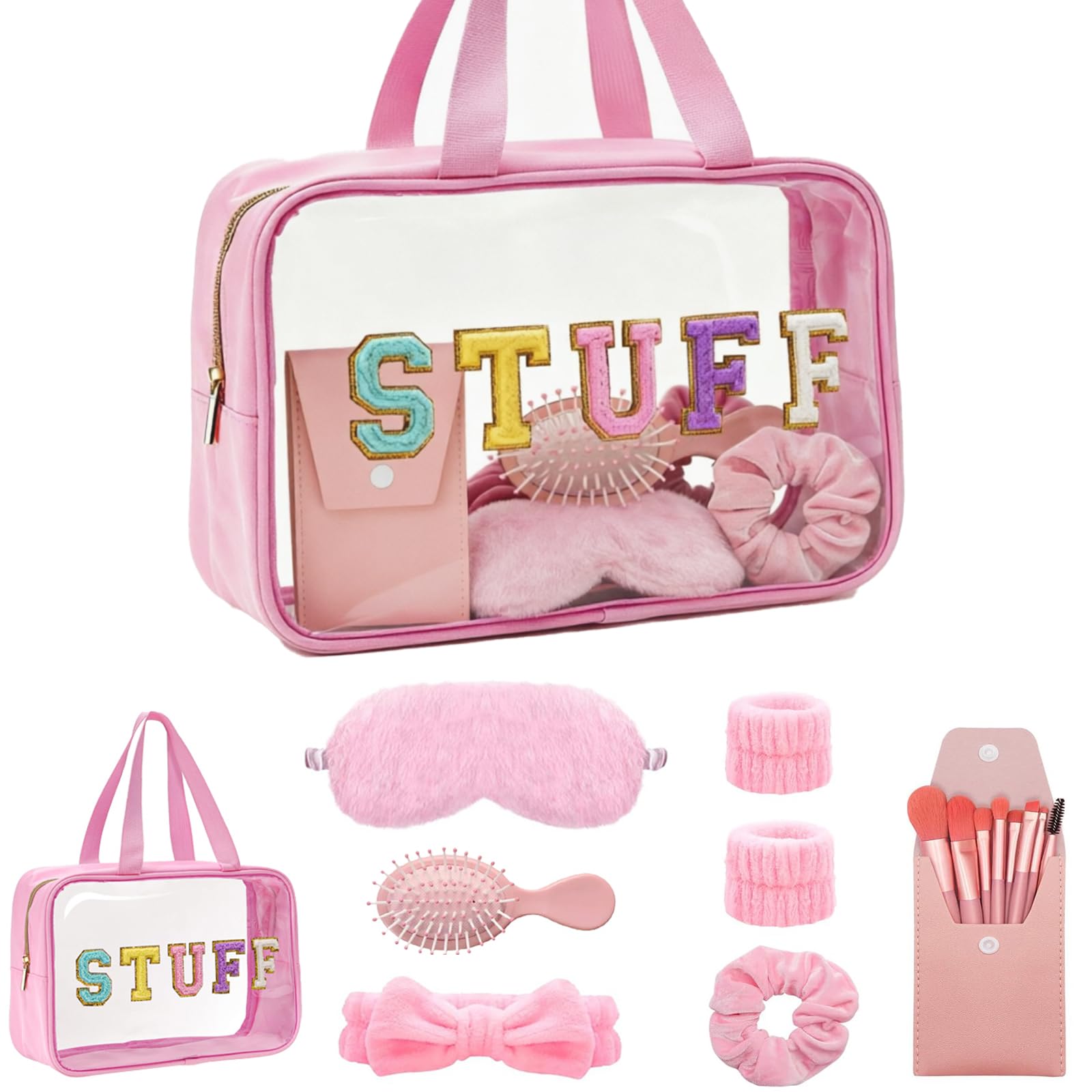 Initial Makeup Bag with Makeup Brush Set Party Favors Gifts for Women Girls