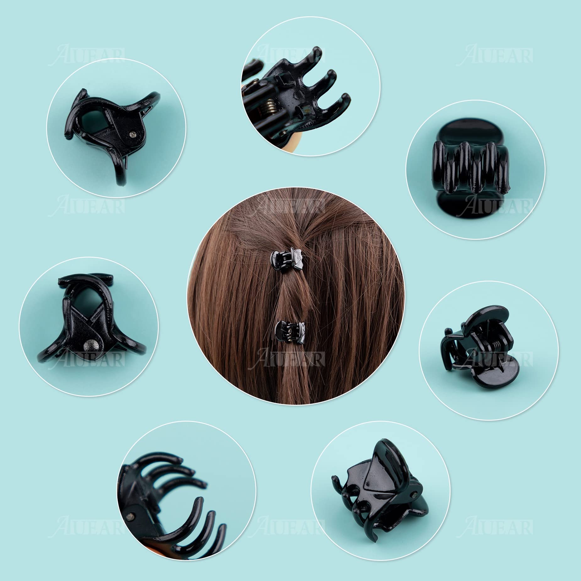Auear, 72 Pack Mini Hair Clips Tiny Plastic Hair Claw Clip With Grip For Girls And Women Black Small