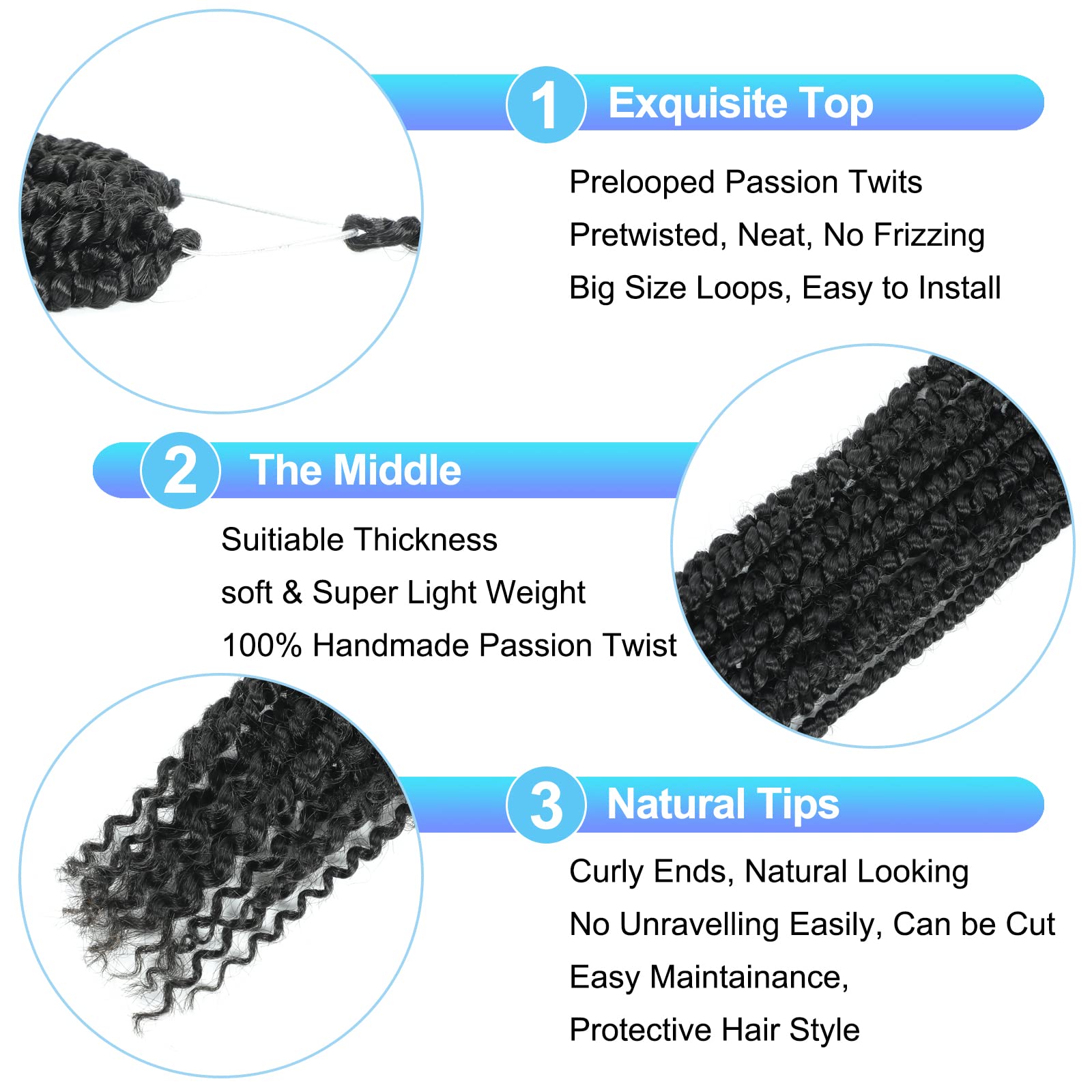 Befunny Passion Twist Crochet Hair,18 Inch 6 Packs Pretwisted Passion Twist Hair, Soft Pre Looped And Pre Twist Crochet Hair For