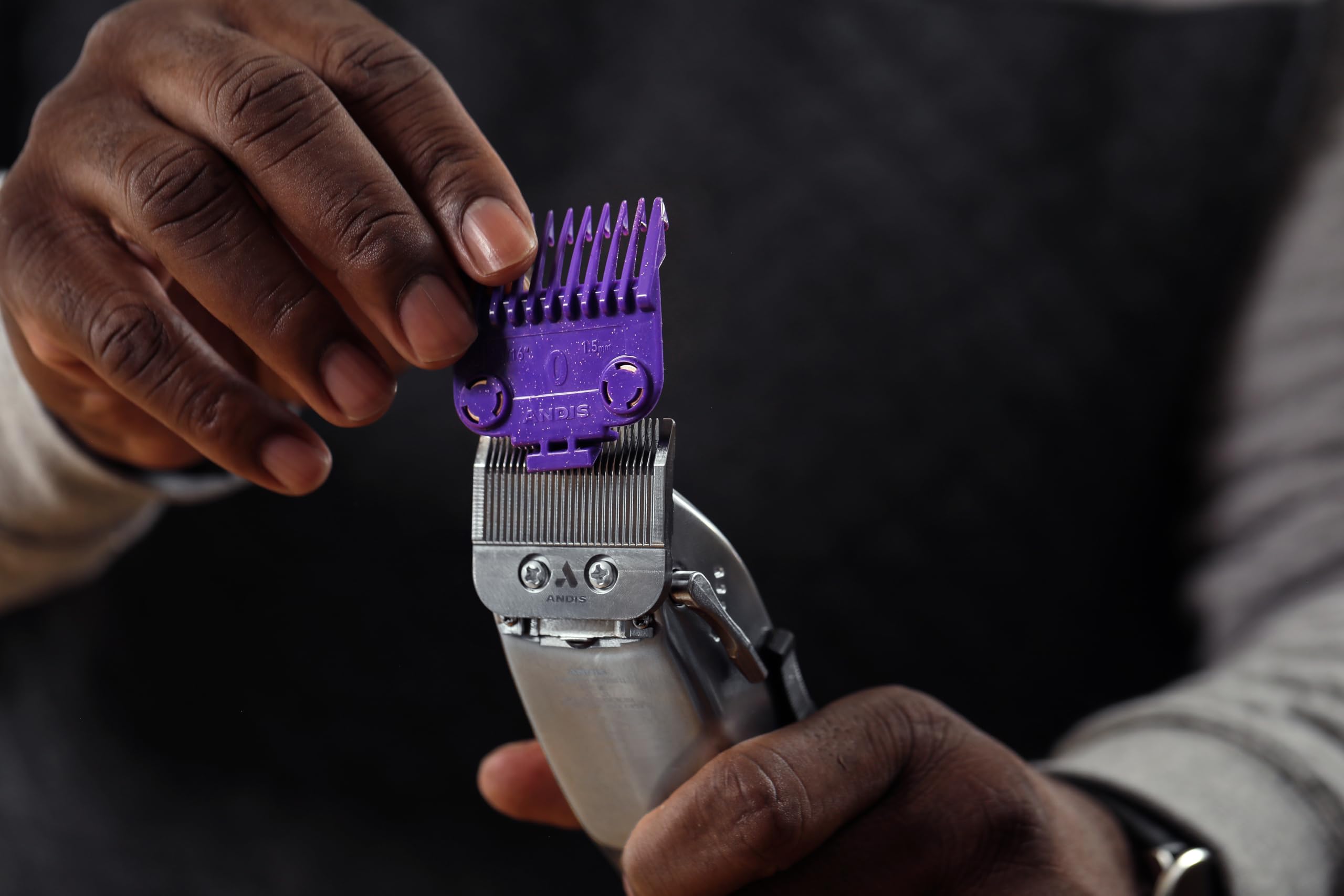 Andis Professional Master Dual Magnet Og Size 0 Snap On Comb Set, 561385, Purple
