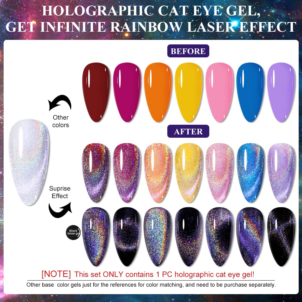 Mizhse 10Ml Universal Rainbow Cat Eye Gel Nali Polish Laser Holographic 9D Cat Eye Gel Polish Soak Off Led Uv Gel Nail Art Varni