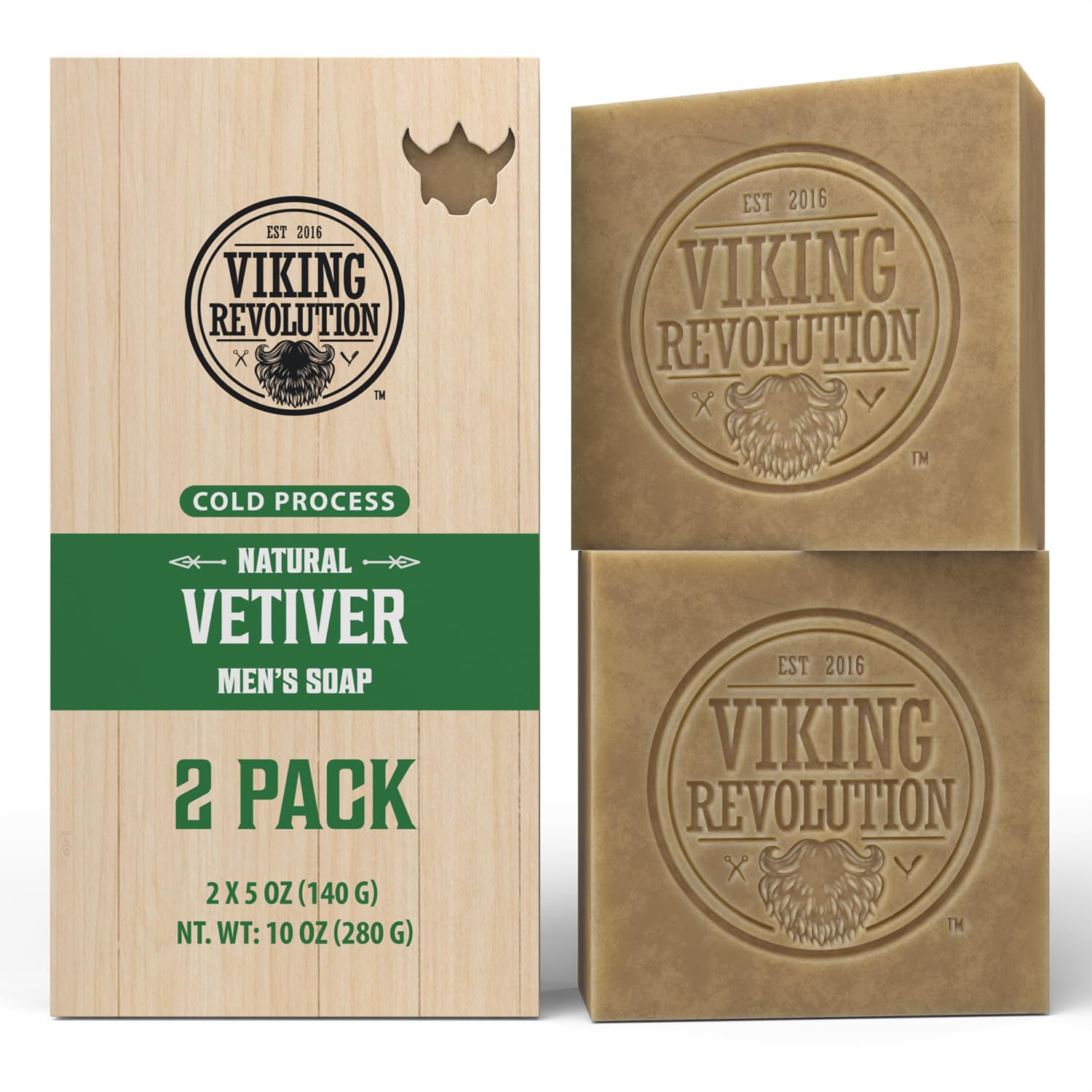 Viking Revolution Vetiver Natural Soap for Men - Mens Soap Bar with Essential Oils Cold Pressed Bar Soap for Men - Nourishing Me