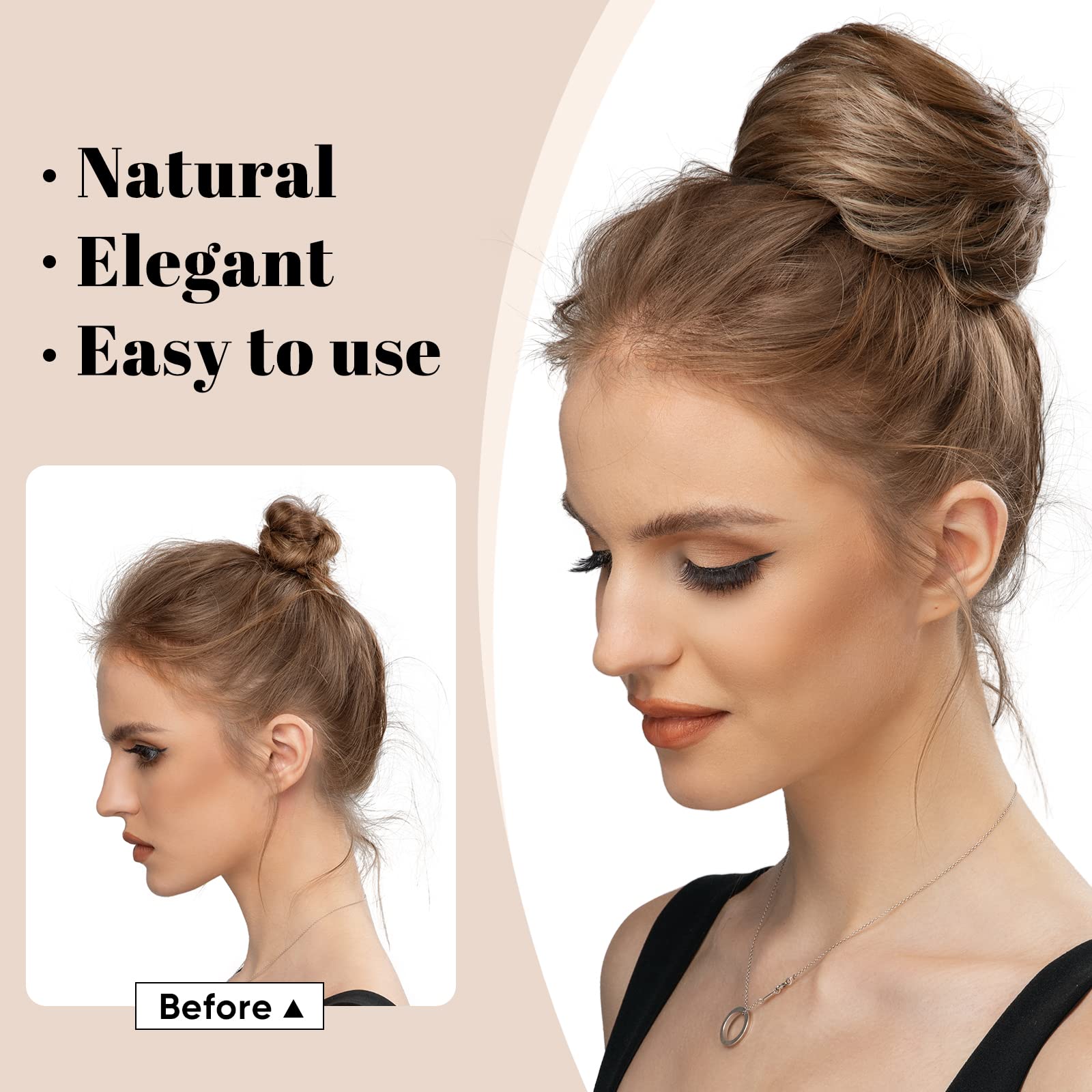 Sarla Black Brown Hair Bun Extension Updo Drawstring Ballet Buns Hair Pieces For Women Girls Lady Synthetic Donut Chignon
