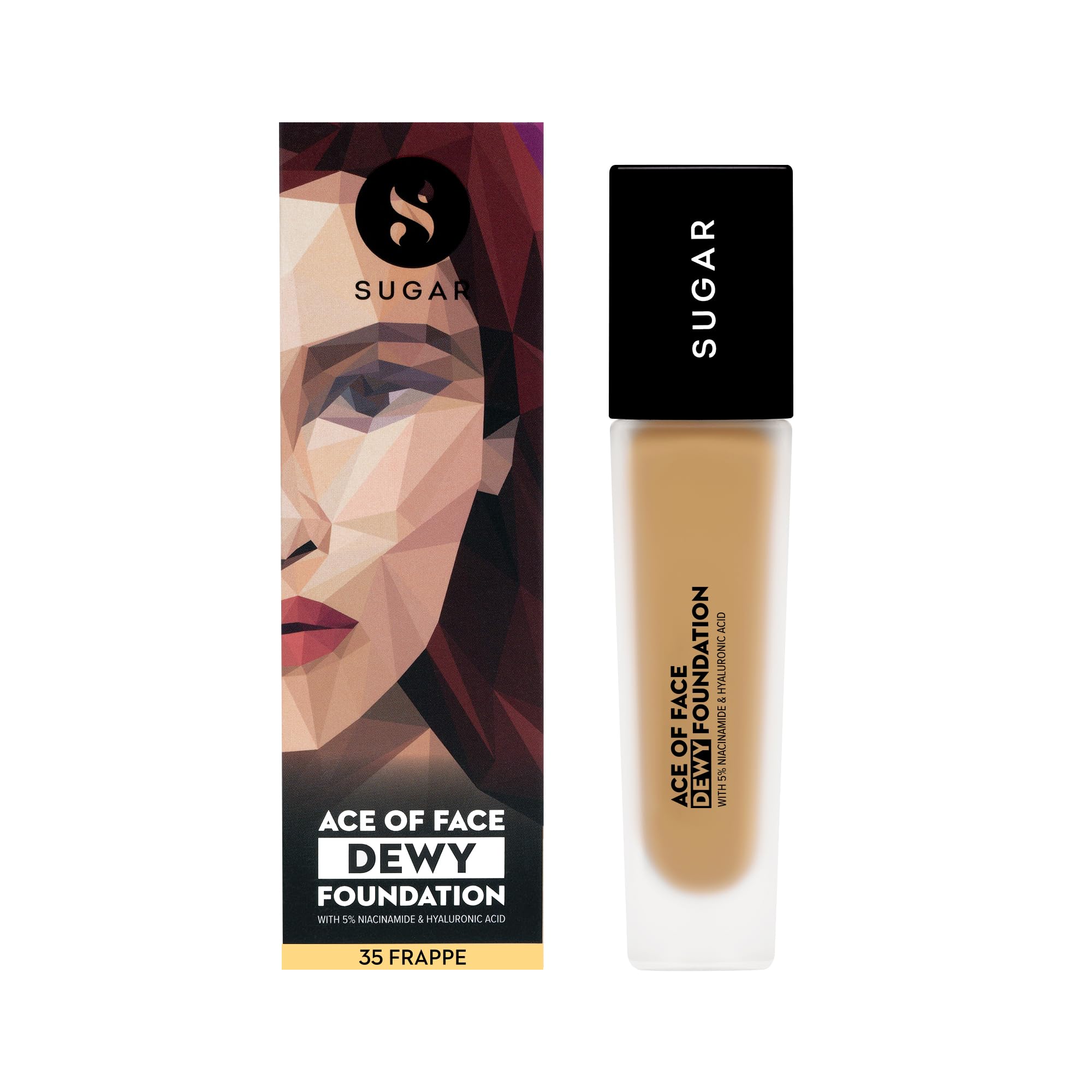 Sugar Cosmetics Ace Of Face Dewy Foundation With 5% Niacinamide & Hyaluronic Acid | Lasts Upto 18Hrs | 30 Ml - 35 Frappe