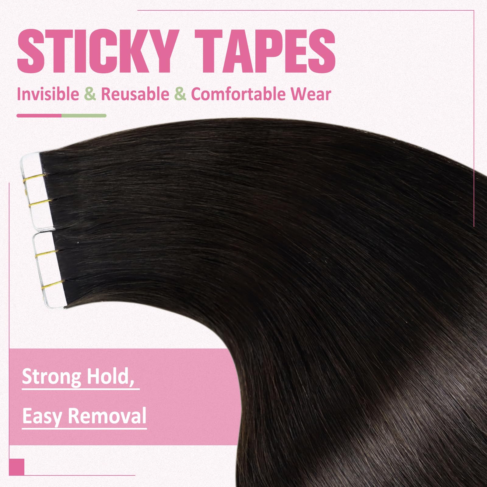 YoungSee Tape in Hair Extensions Human Hair Brown Tape ins Human Hair Extensions Dark Brown 12 Inch 30g Seamless Tape in Hair Ex