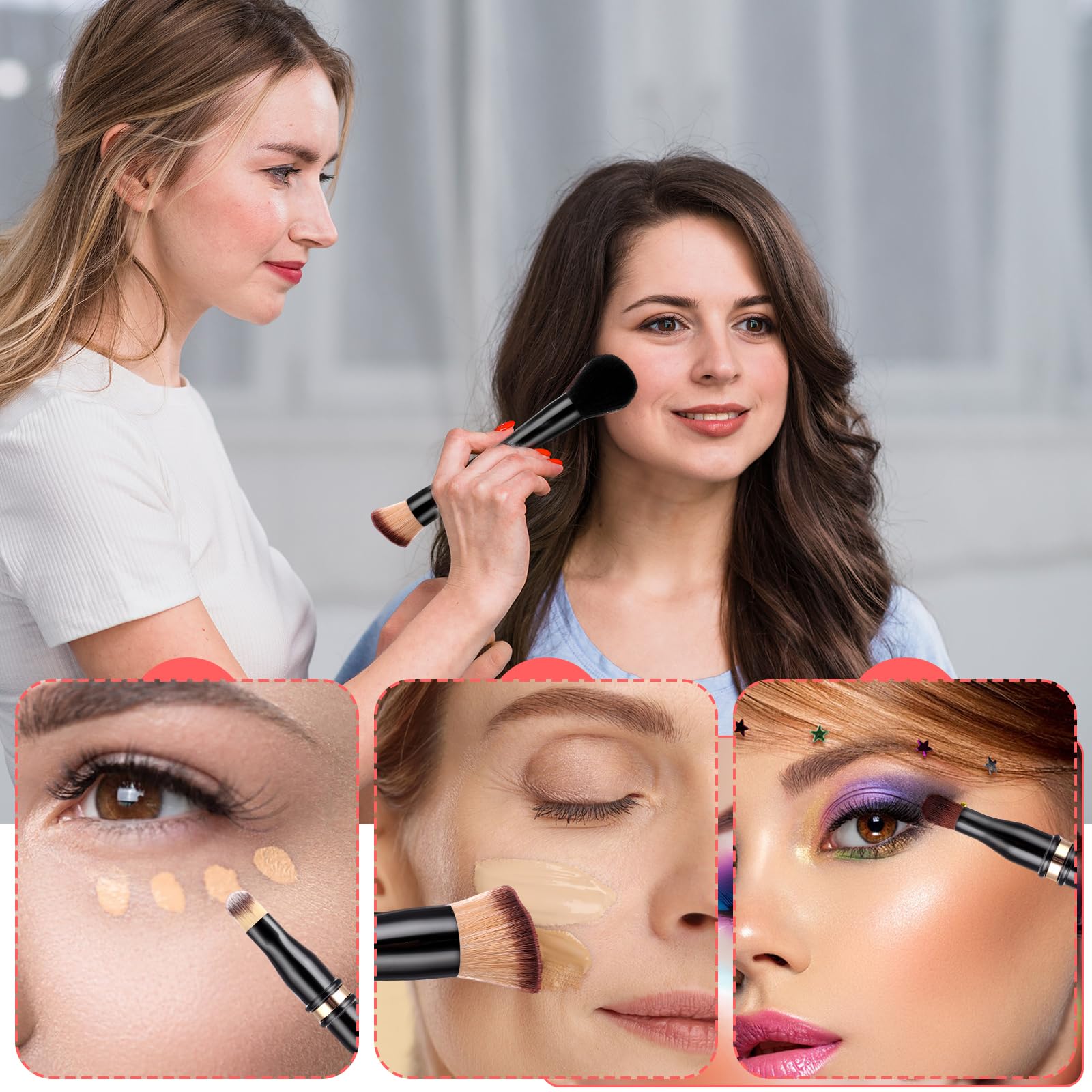 Travel Makeup Brush Set 4 In 1 Makeup Brush With Case Dual Ended Mini Travel Size Makeup Brushes Foundation/Blush Brush Eyeshado