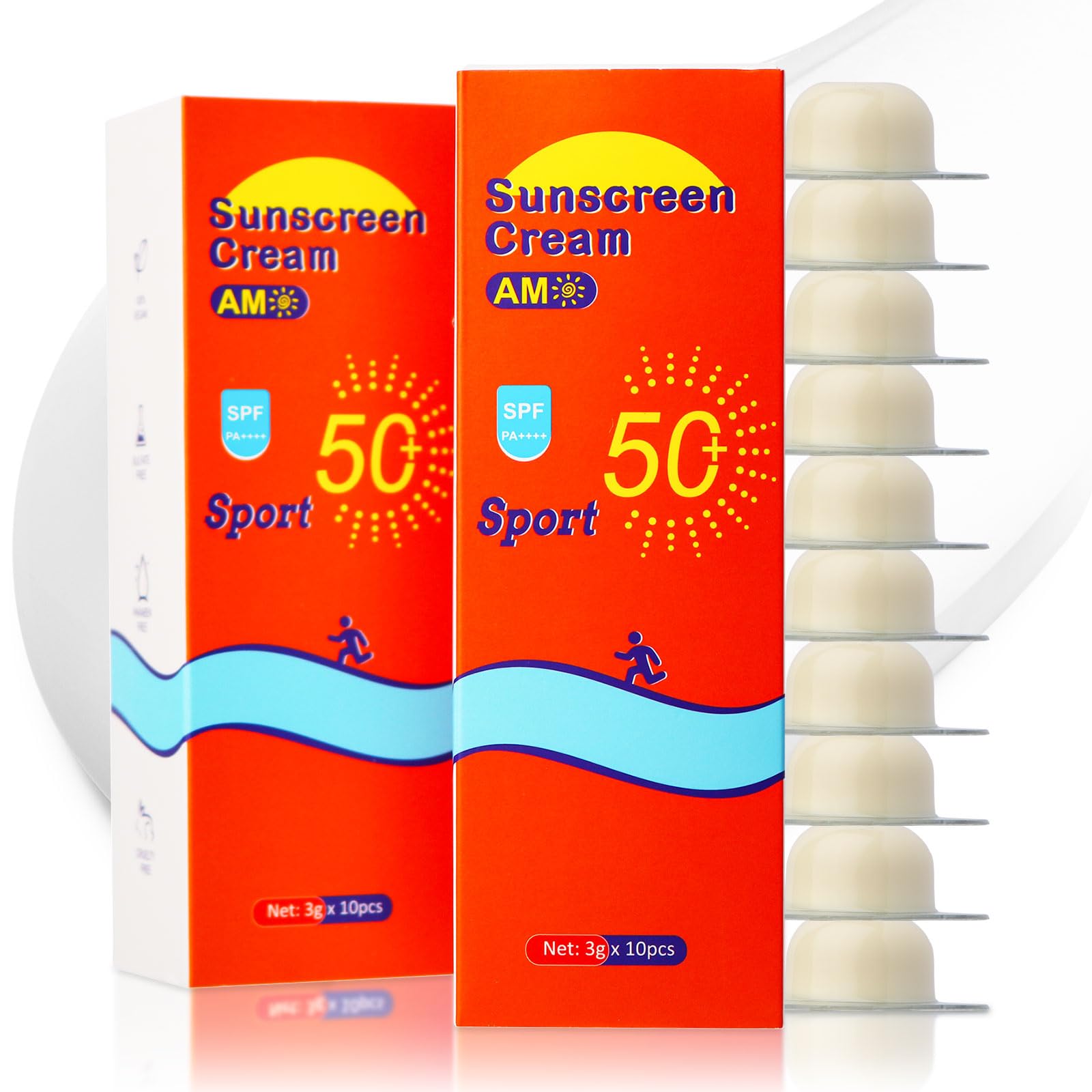 Nielies 20 Pods Mini Sunscreen Bulk - SPF 50 Travel Size Packets, Small Sunblock for Face & Body, Bulk Sunscreen for Vacation, B