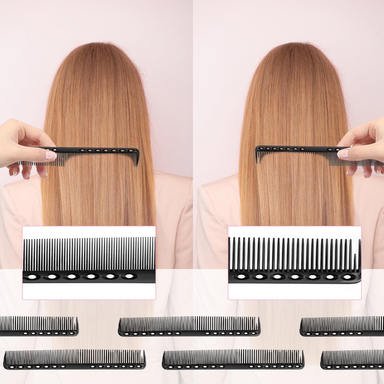Salbsever 6Pcs Carbon Fiber Cutting Comb Haircutting Combs Professional Heat Resistant Comb, Barber Comb Hair Stylist All Purpos