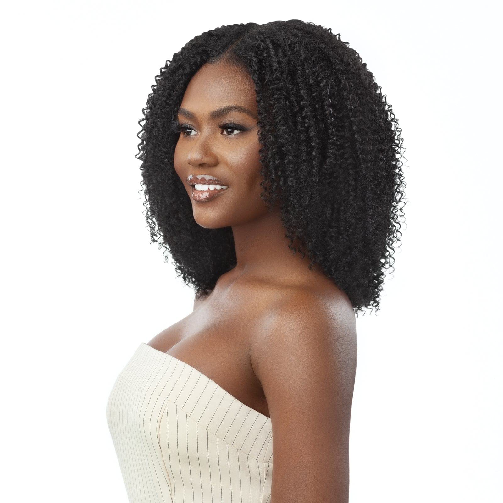 Outre Big Beautiful Human Hair Blend U Part Cap Leave Out Wig - COILY FRO 14 (NBRN)