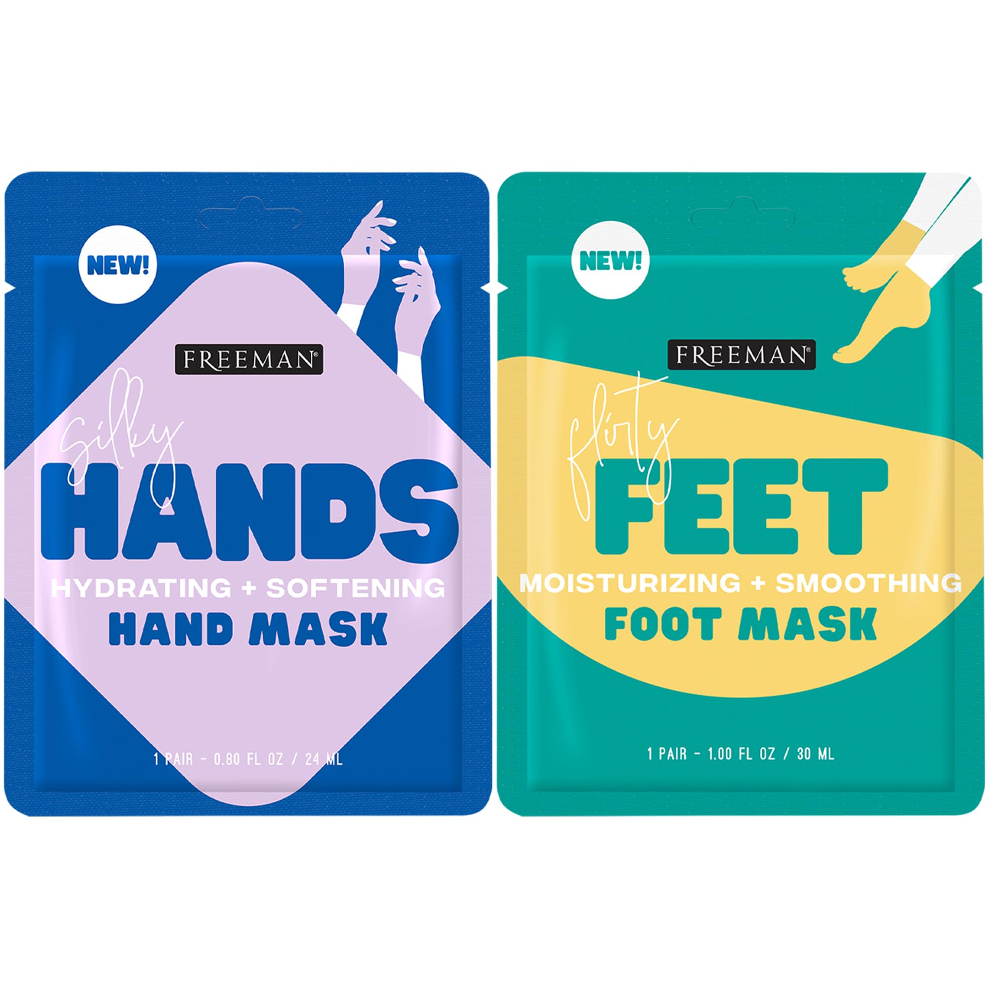 Freeman Foot Mask & Hand Mask Set, Moisturizing Socks & Gloves for Dry Skin
