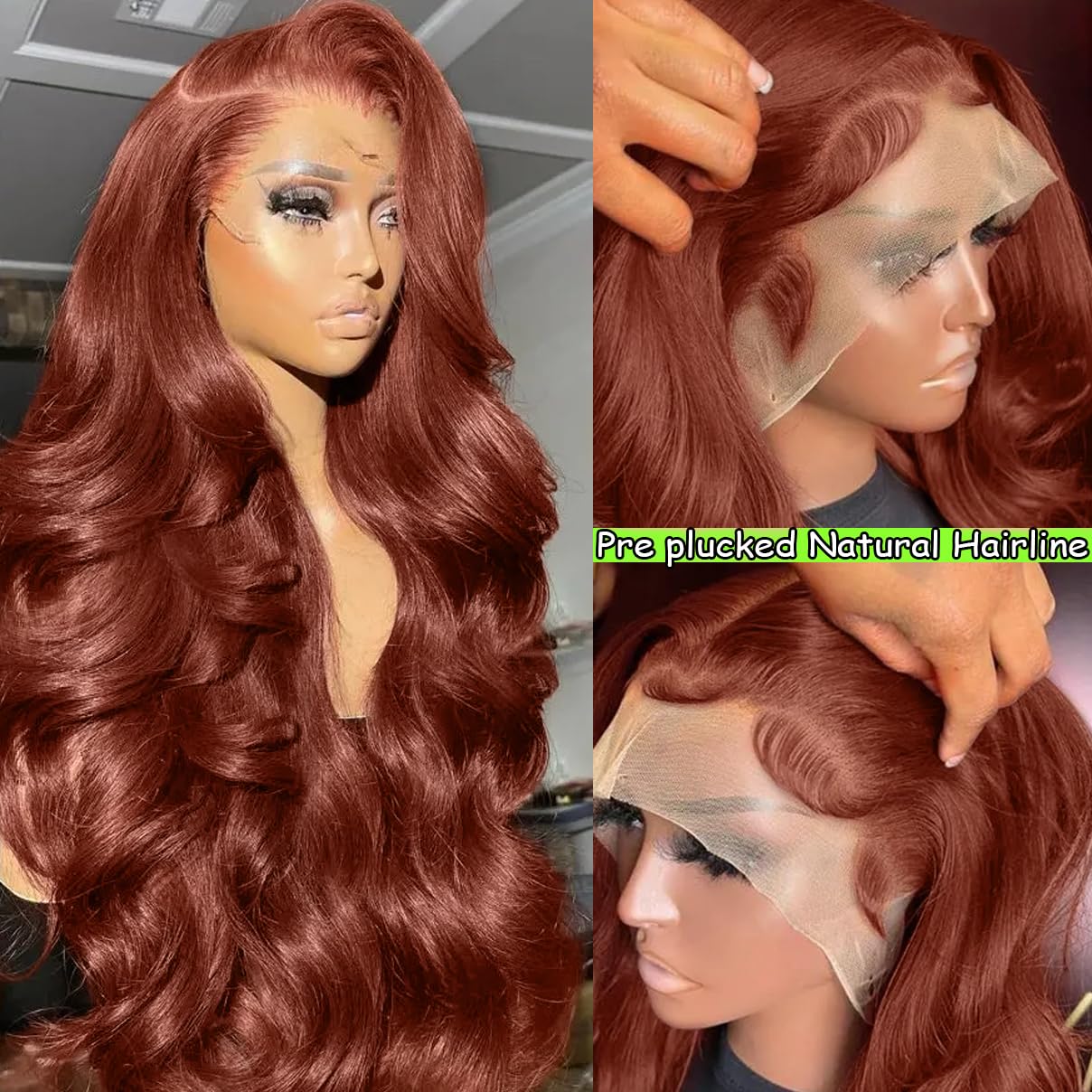 34 Inch Reddish Brown Lace Front Wigs Human Hair 13  6 Hd Lace Body Wave Aubrun Brown Front Wig Pre Plucked Red Human Hair Color