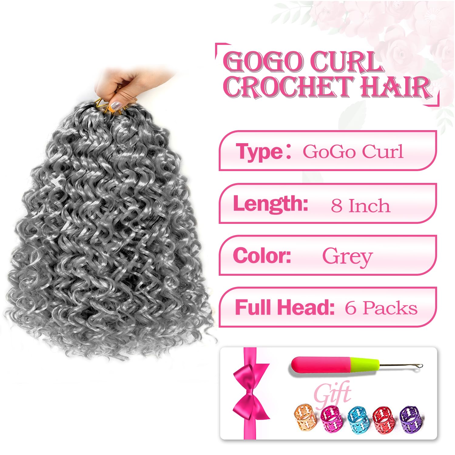 Gogo Curl Crochet Hair 8 Inch Short Curly Crochet Hair For Black Women Beach Curl Water Wave Curly Crochet Braids Hair, Deep Wav