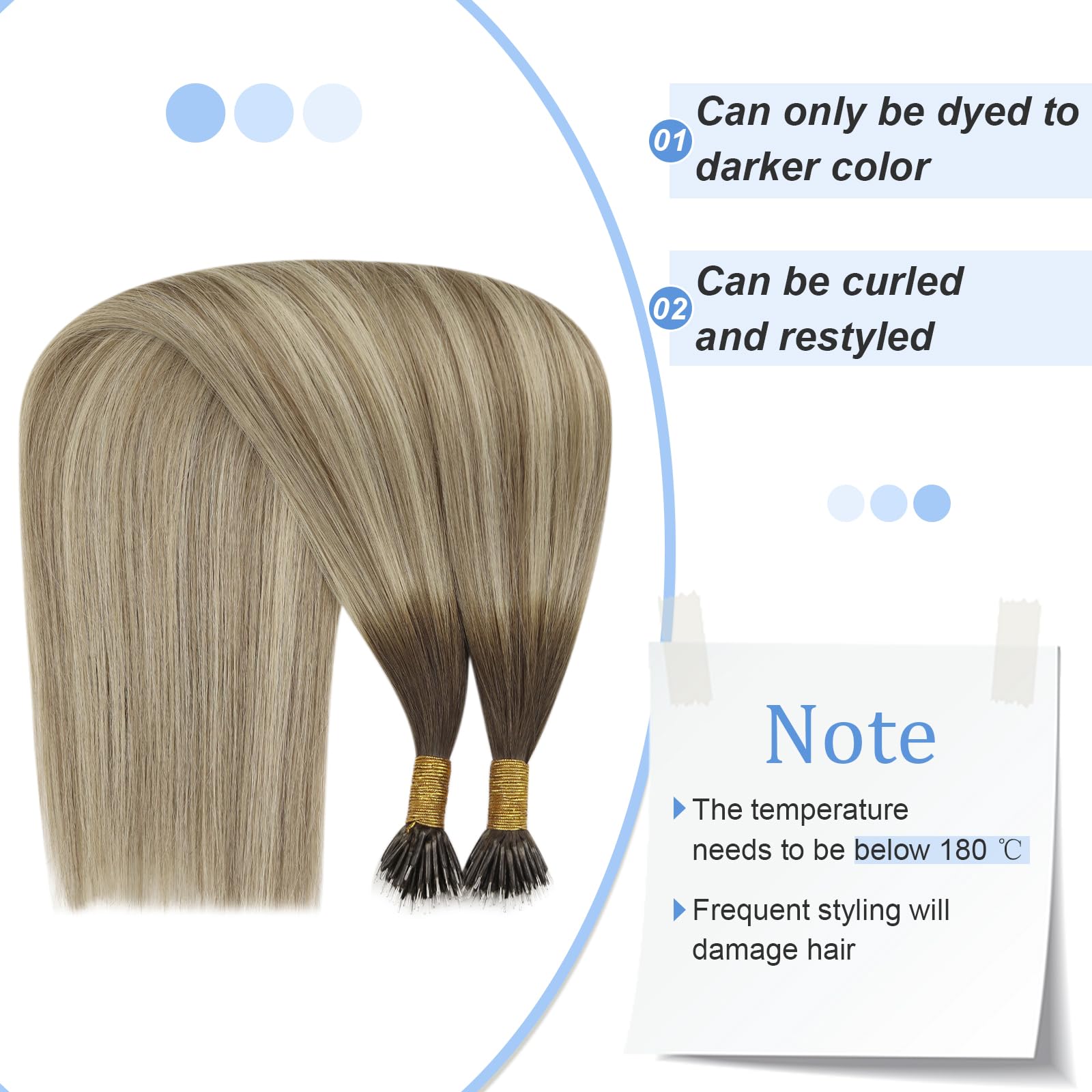 Youngsee Nano Beads Hair Extensions Balayage Nano Hair Extensions Brown Human Hair Dark Brown Ombre Light Brown With Blonde Hair