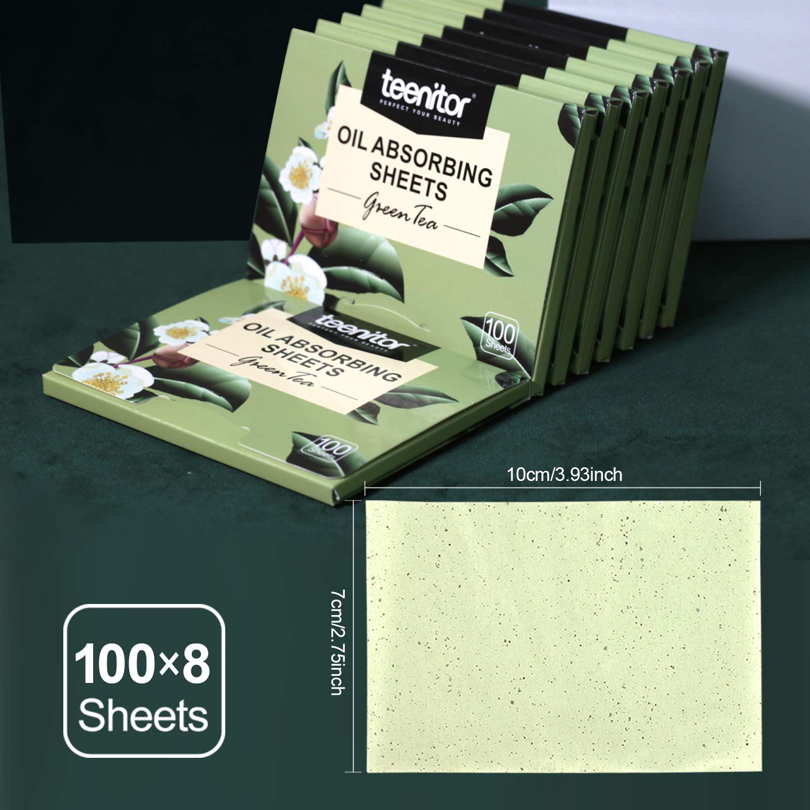 800 Counts Natural Green Tea Oil Control Film, Teenitor Oil Absorbing Sheets for Oily Skin Care, Blotting Paper