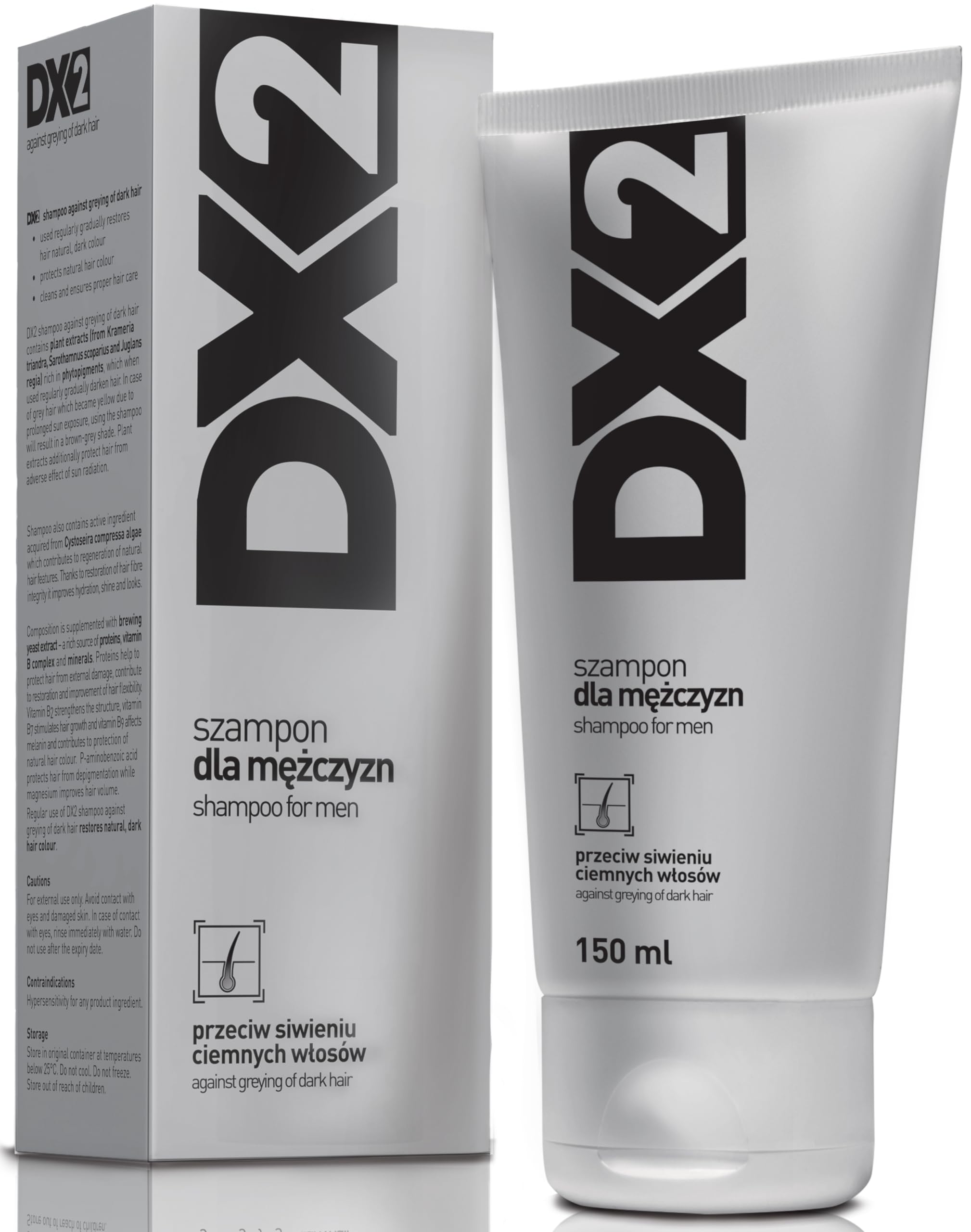 DX2 Anti Grey Hair Shampoo for Men - Gradual Restoration of Dark Color - Daily Hair Care And Wash to Protect Hair Follicles' Pig