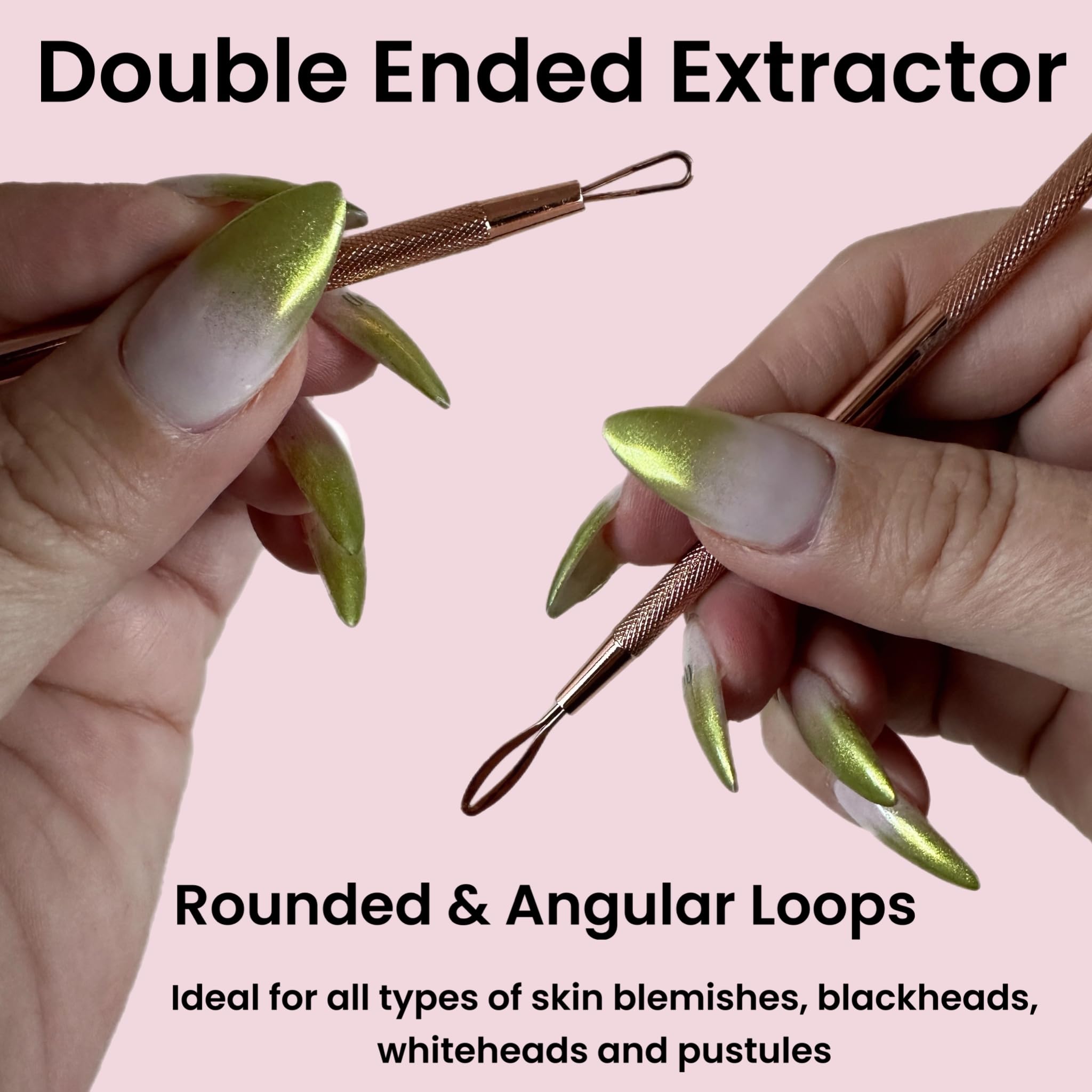 2 Professional Stainless Steel Blackhead Remover Blemish Extractor Tool - Acne Skin Nose Face Tzone Whitehead Zit Pimple Popper
