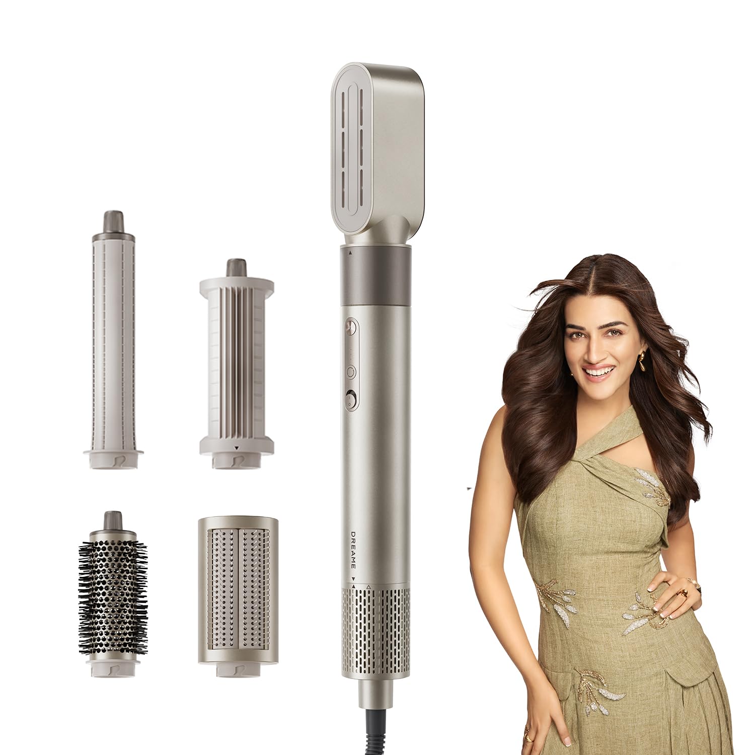 Dreame Airstyle, 5-In-1 Hair Drying & Styling System For Curling, Smoothing, And Volumizing, 1200 Watts, Gold