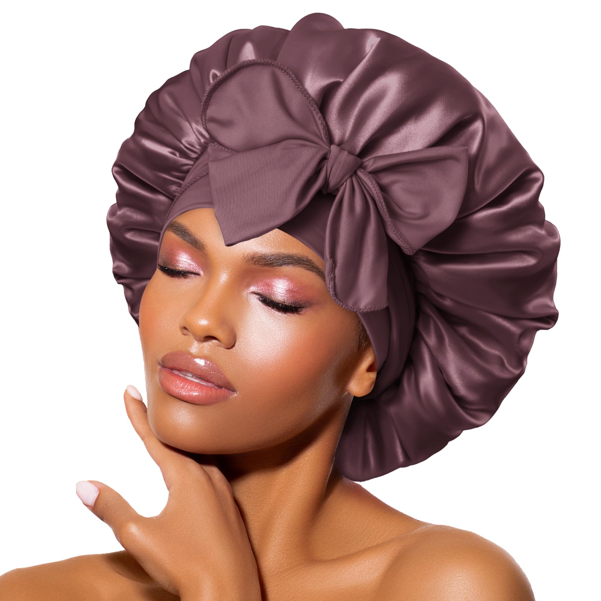 BONNET QUEEN Satin Bonnet Cool Breathable Single Layer Silk Bonnet for Sleeping Women Hair Bonnet Night Sleep Cap Scarf Wrap for
