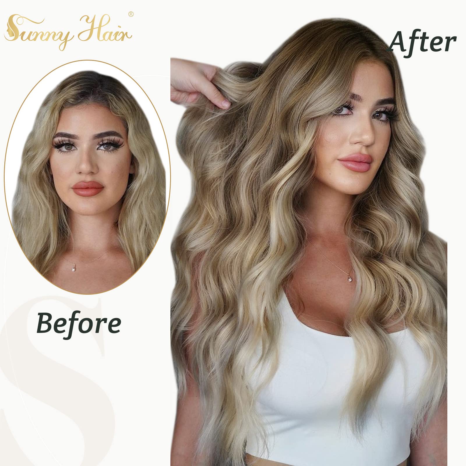 [Hot]Sunny U Tip Real Hair Extensions Balayage Blonde Utips Hair Extensions Medium Brown Balayage Platinum Blonde Utip Extension