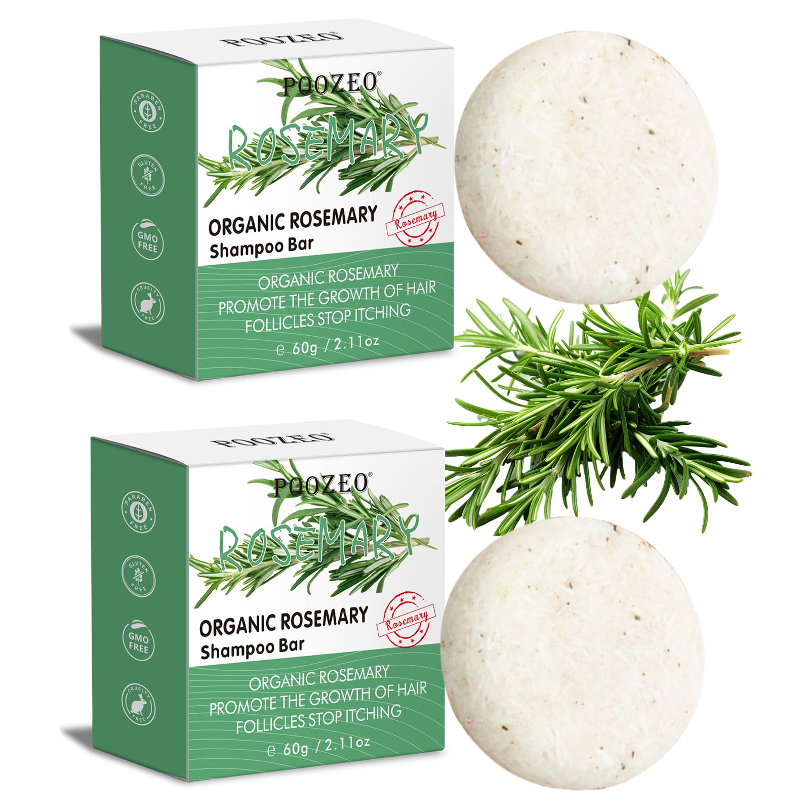 DBEAUTYM 2 Pack Rosemary Hair Shampoo Bar,Deep Cleansing for Scalp Hair Loss Shampoo Soap,Organic Hair Oil Control,Solid Shampoo