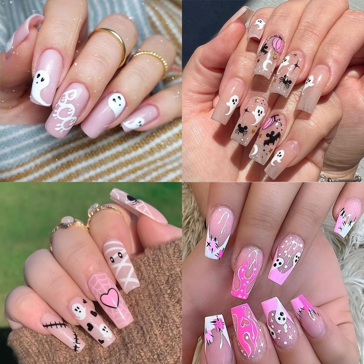 6Sheets Halloween Nail Art Stickers Cute Ghost Nail Decals For Nail Art Decoration 3D Pumpkin Spider Gothic Nail Art Design Stic