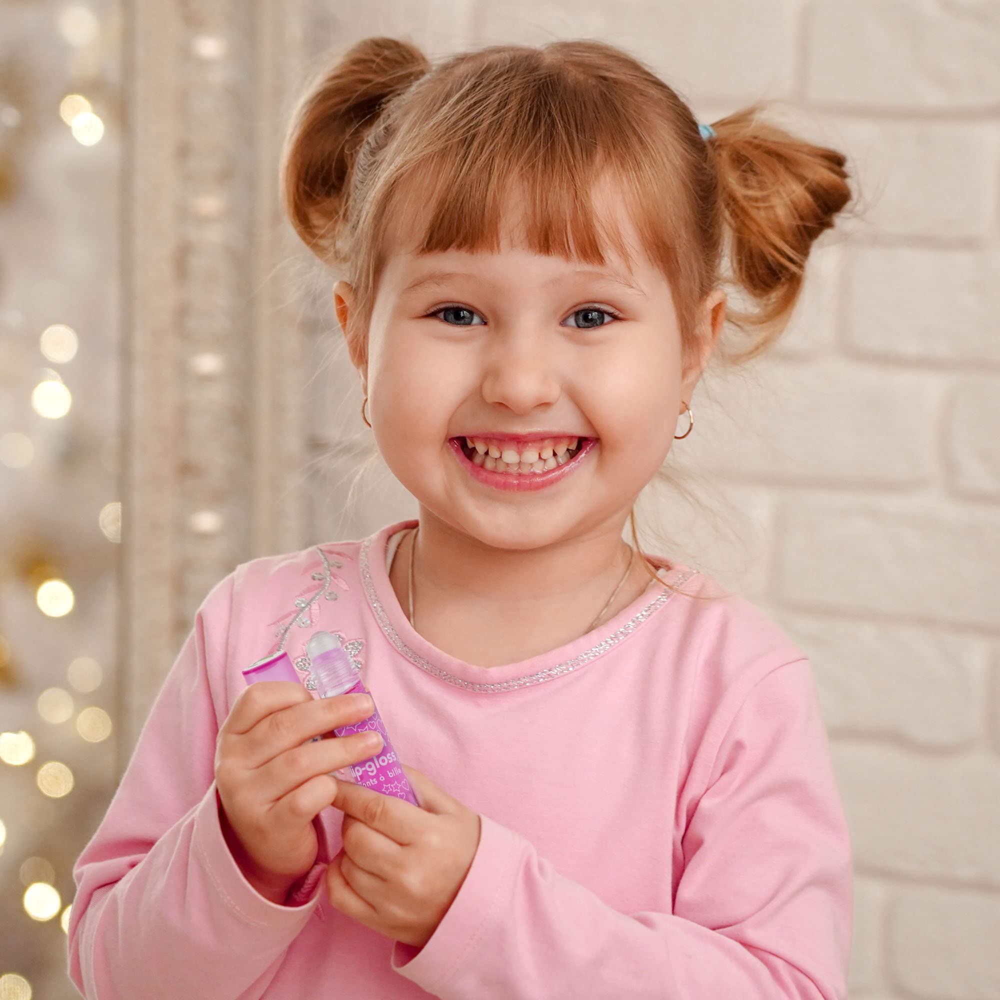 Expressions girl Roll On 24 Lip gloss Set with carrying case, 24-Piece glossy Lip Make-up for Kids and Teens - Fruity Flavors, N