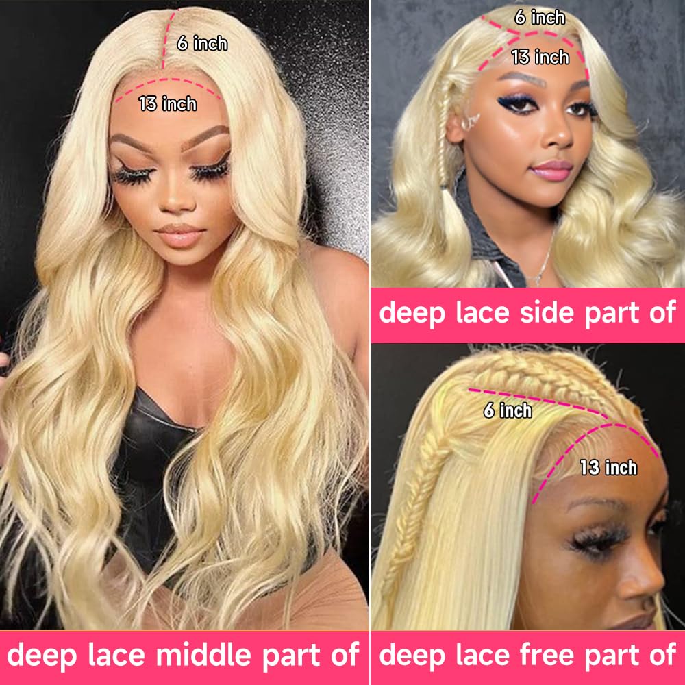 Lotulo 613 13X6 Lace Front Wig Human Hair 180% Density Blonde Body Wave Lace Front Wigs Human Hair Blonde Wig Human Hair Pre Plu