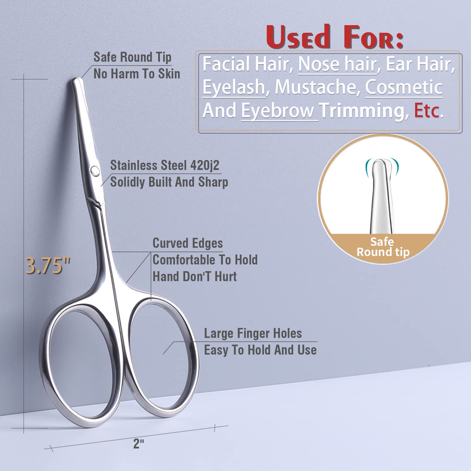 YOUYISI 3.75 Round Tip Safe Mini Pubic Hair Scissors For Women, Small Personal Beauty Vaginial Grooming Trimming Bikini Scissors