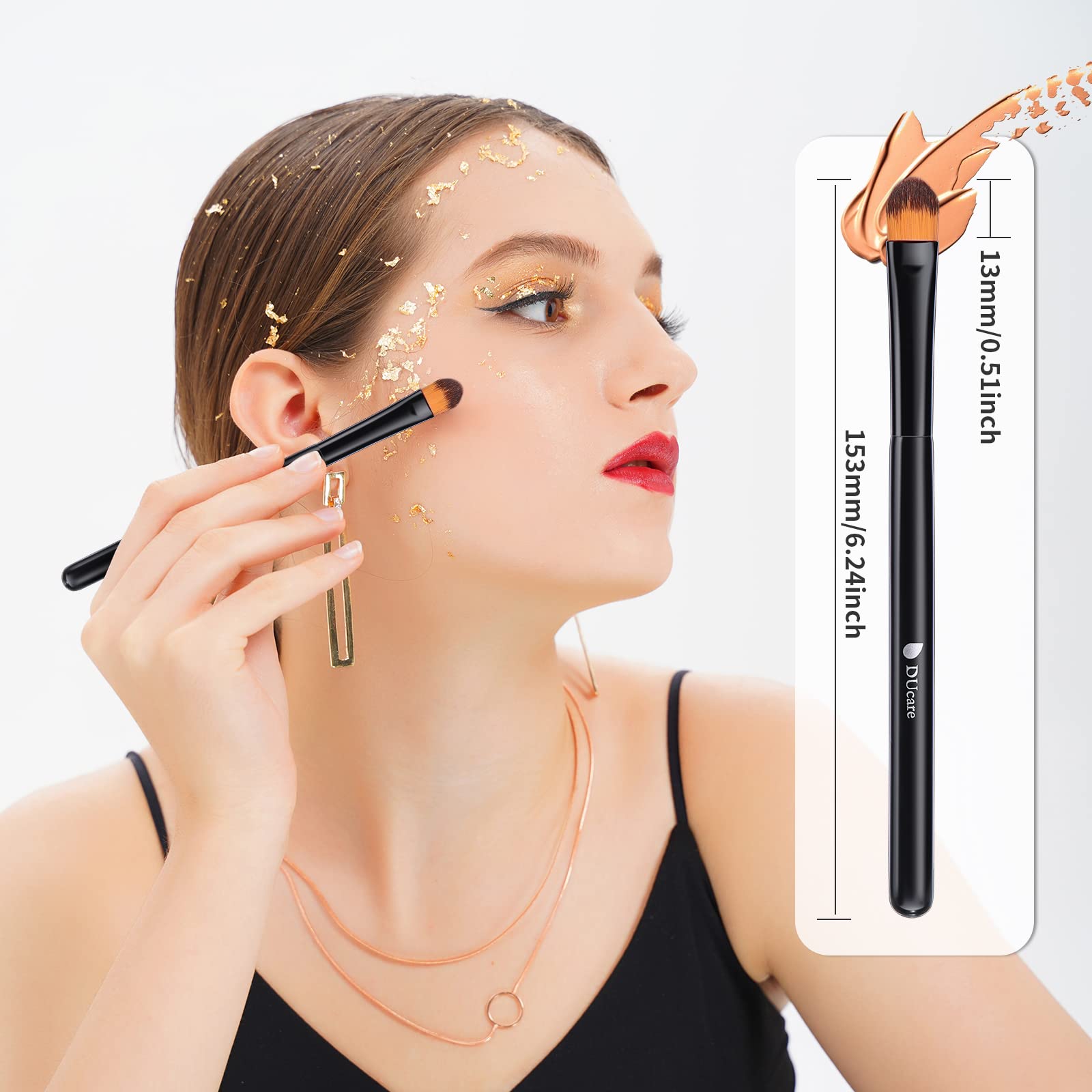 DUcare Foundation Brush and Concealer Brush 2Pcs Flat Top Kabuki Brush for Face Synthetic Liquid Blending Mineral Powder Makeup