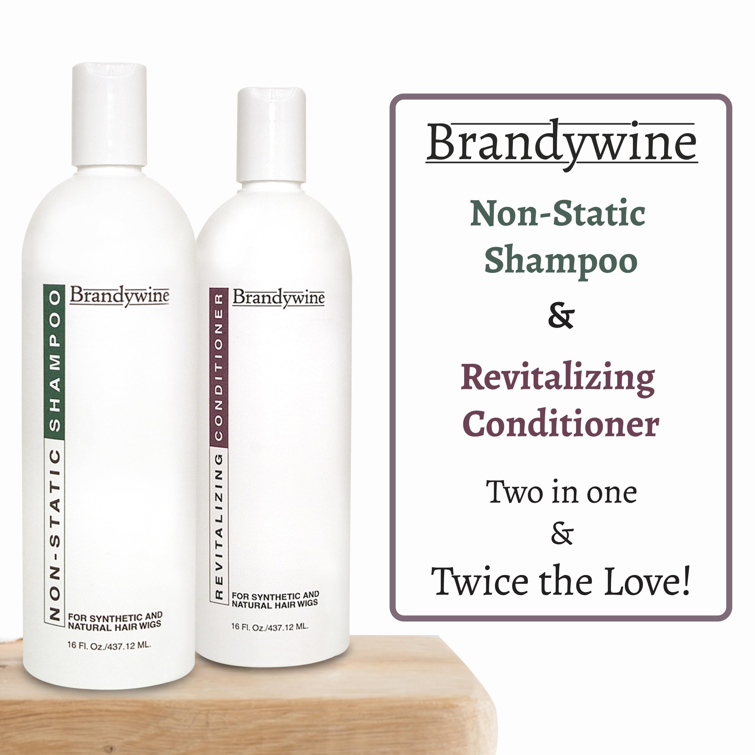 Brandywine Non Static Shampoo & Revitalizing Conditioner 16 Ounce., Value Pack Bundle 2 items