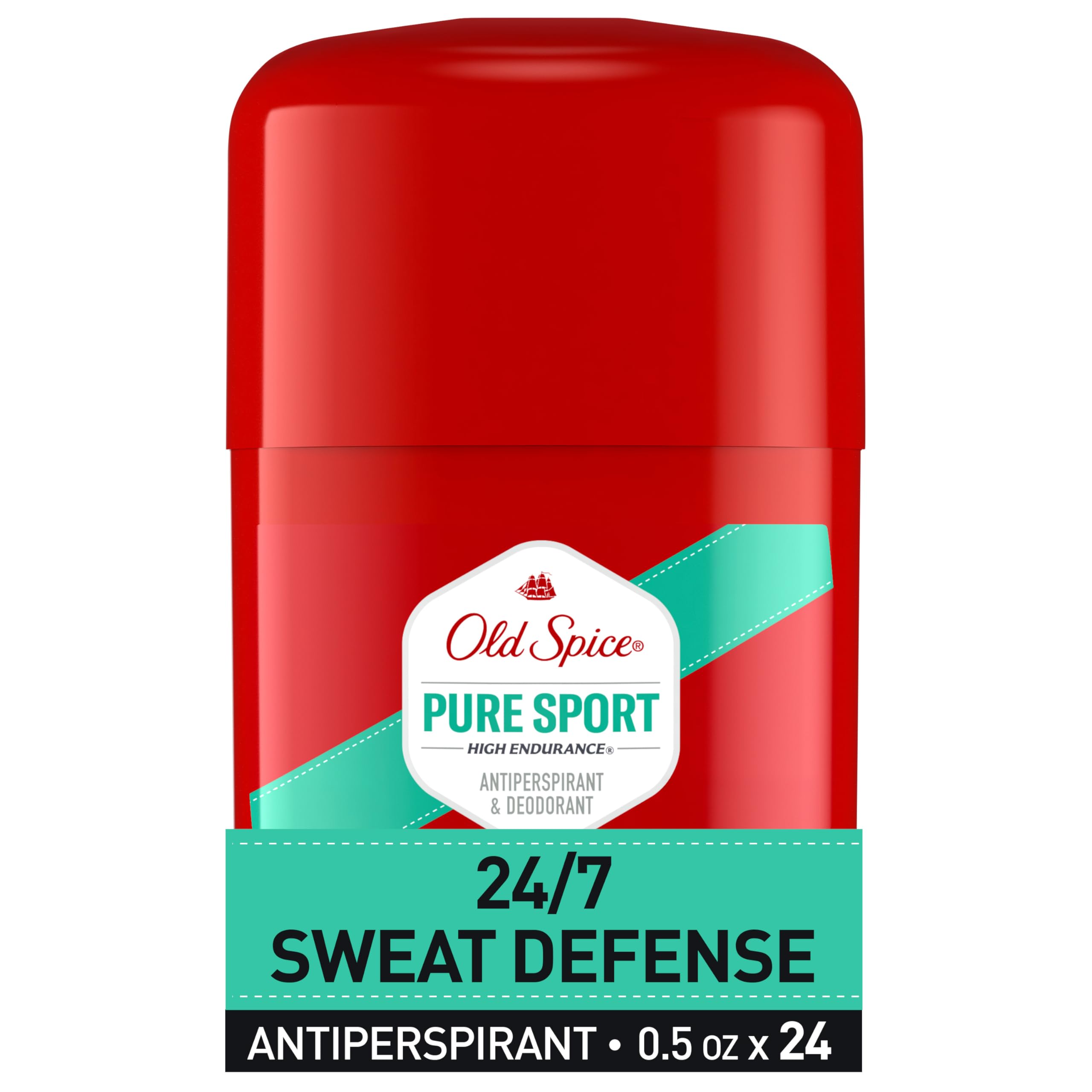 Old Spice High Endurance Anti-Perspirant Deodorant for Men, 48 Hour Protection, Pure Sport Scent, 0.5 Oz (Pack of 24)