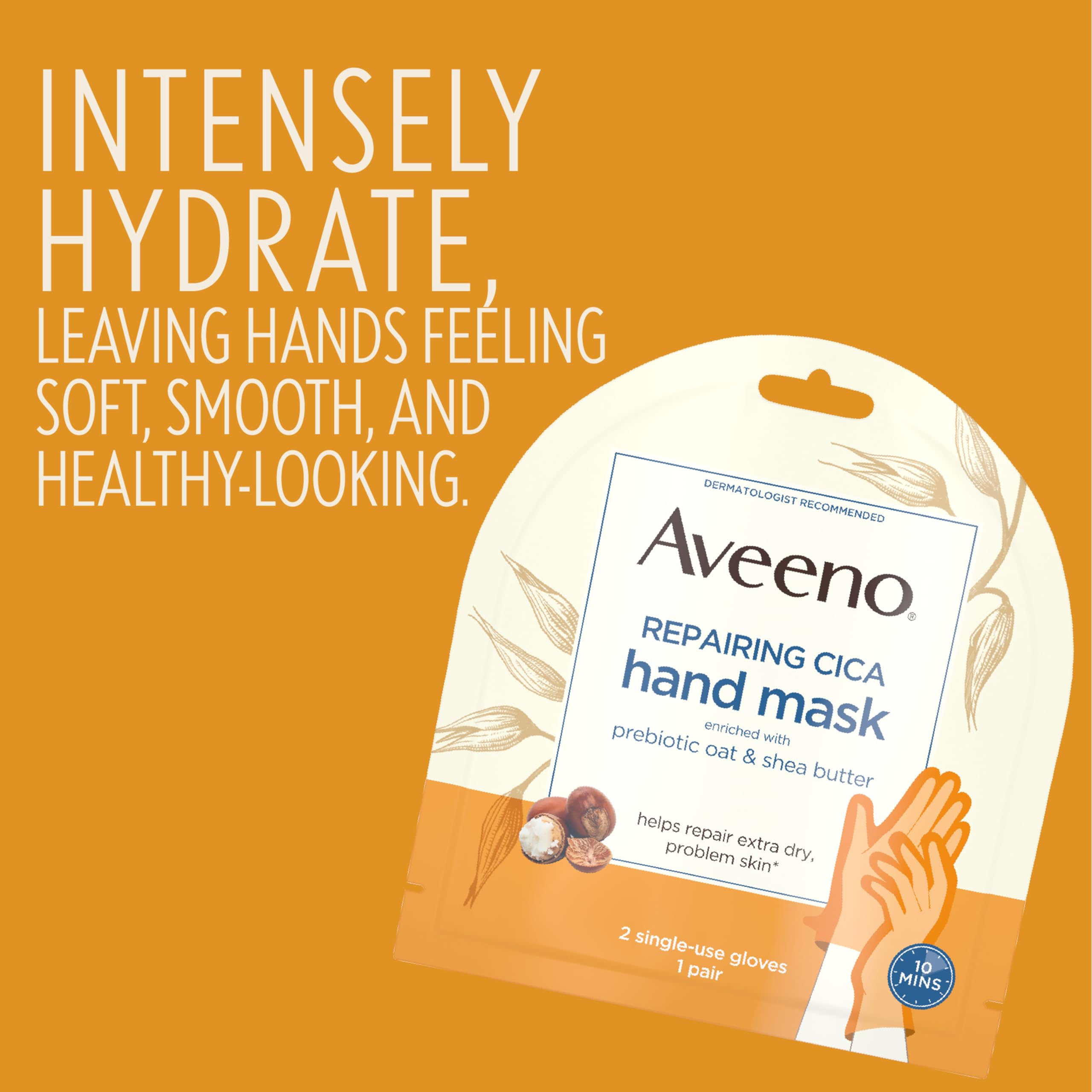 Aveeno Skin Relief Repairing Hand Mask, Moisturizing Gloves with Prebiotic Oat & Shea Butter for Very Dry Skin, Hand Care for Se