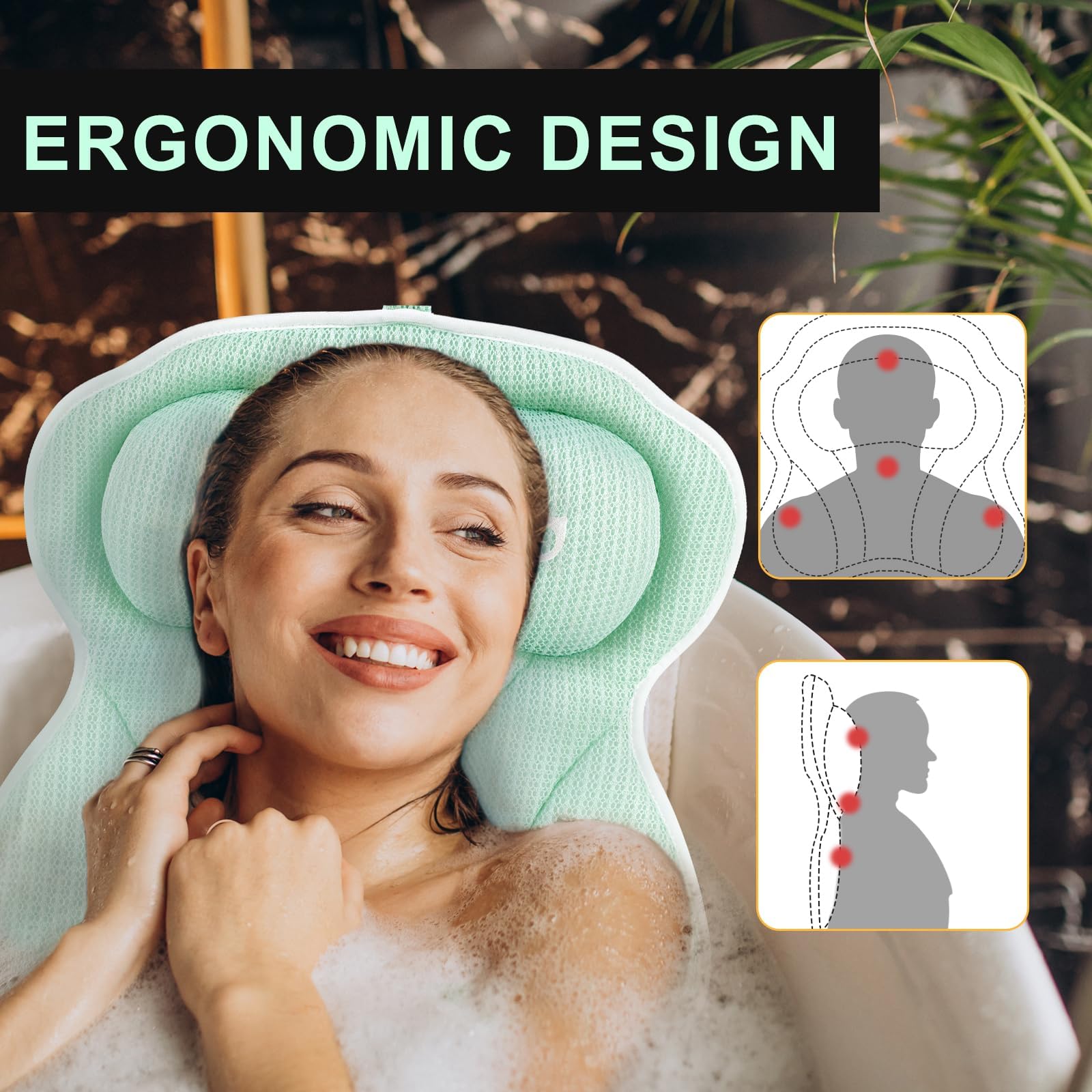 Olaemuo Bath Pillows For Tub, Bath Pillow Luxury Bathtub Pillow, Soft Bath Tub Pillow For Bathtub For Head And Neck,Bathtub Neck