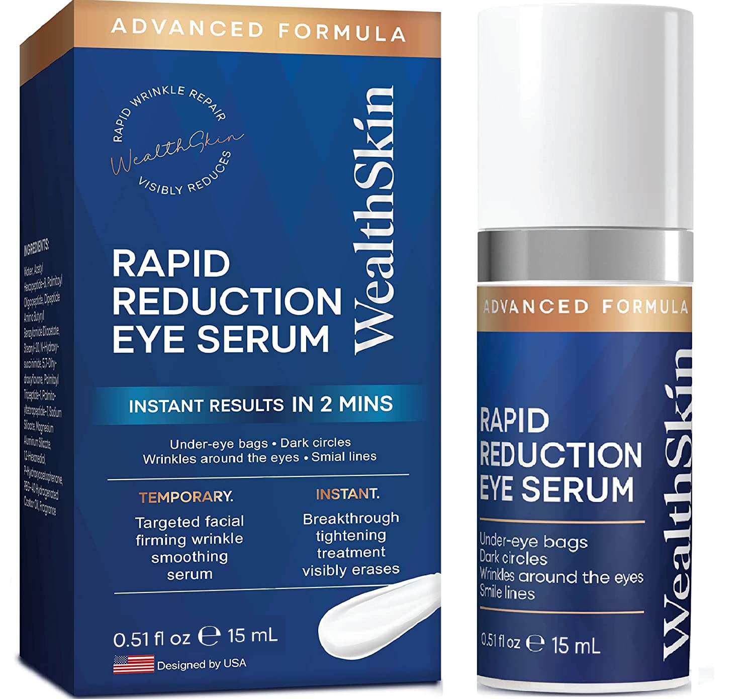 Instant Wrinkle Reduction Eye Cream, Advanced Formula Under Eye Cream For Dark Circles And Puffiness, Skin Tightening, Firms, Li