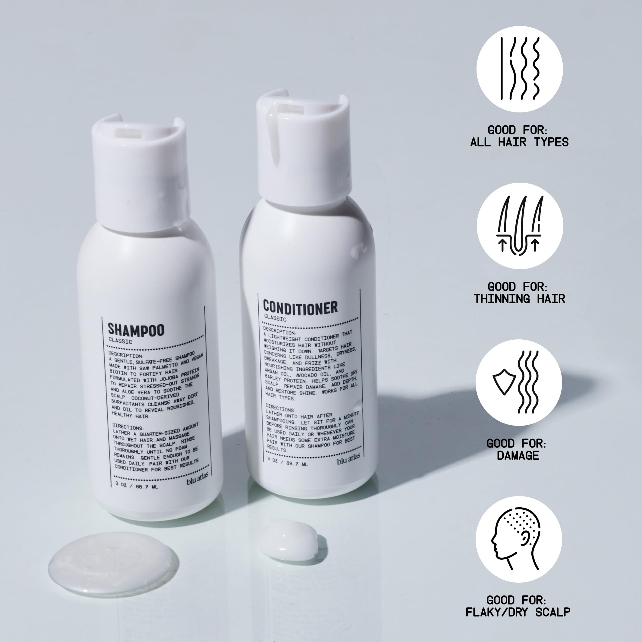Blu Atlas Travel Size Shampoo and Conditioner for Men and Women- On the Go Bestsellers Travel Kit - 2 Pieces - TSA Approved Size