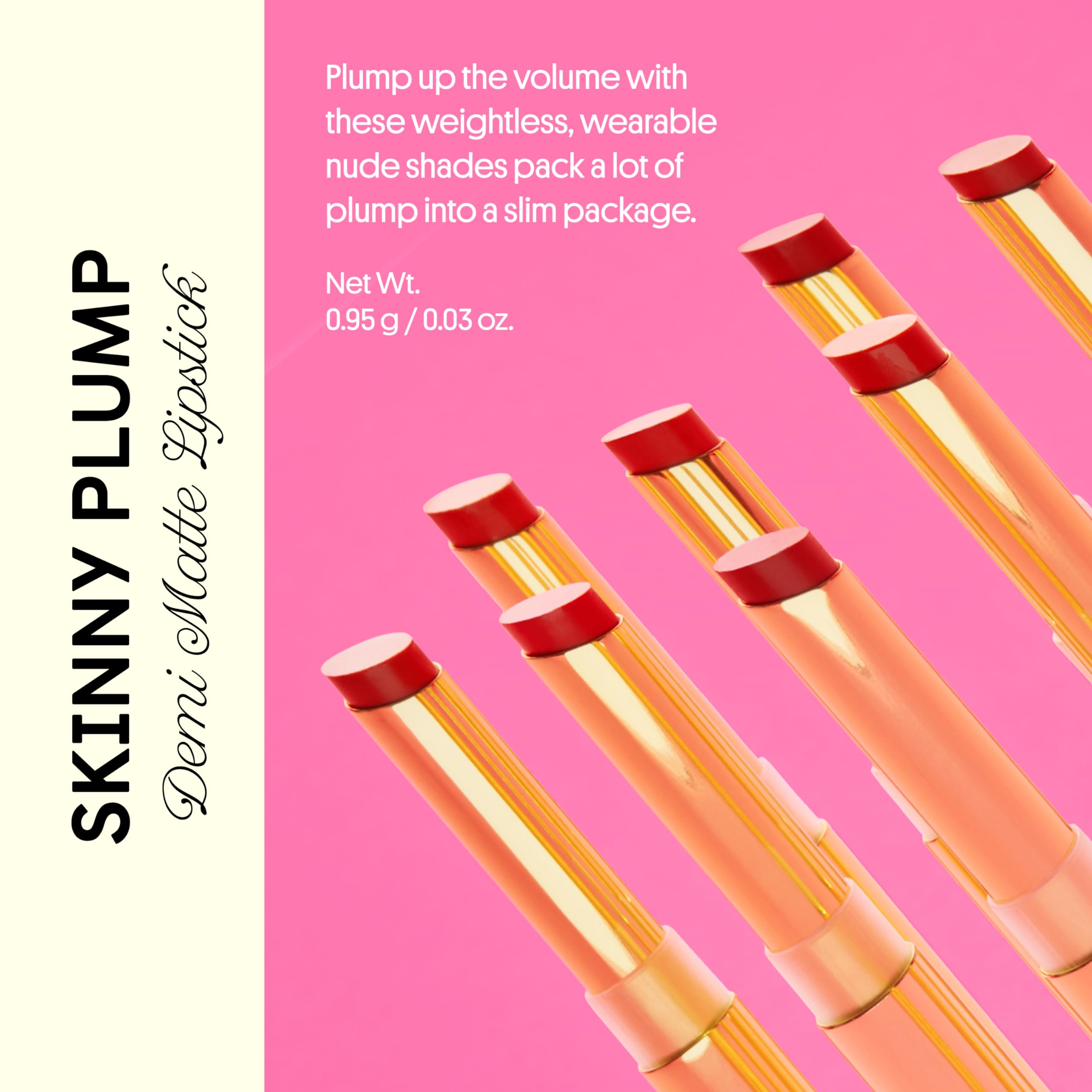 Winky Lux Skinny Plump Demi-Matte Lipstick, Natural Plump Lipstick, Weightless Long Lasting Soft Matte Lip Crayon, Infused With