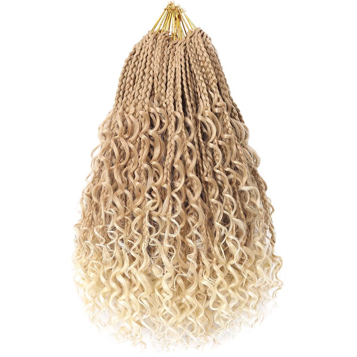 COOKOO 8 Packs Goddess Box Braids Crochet Hair for Women 14 Inch 3X Synthetic Bohomian Hippie Box Braids Crochet Hair Pre Looped