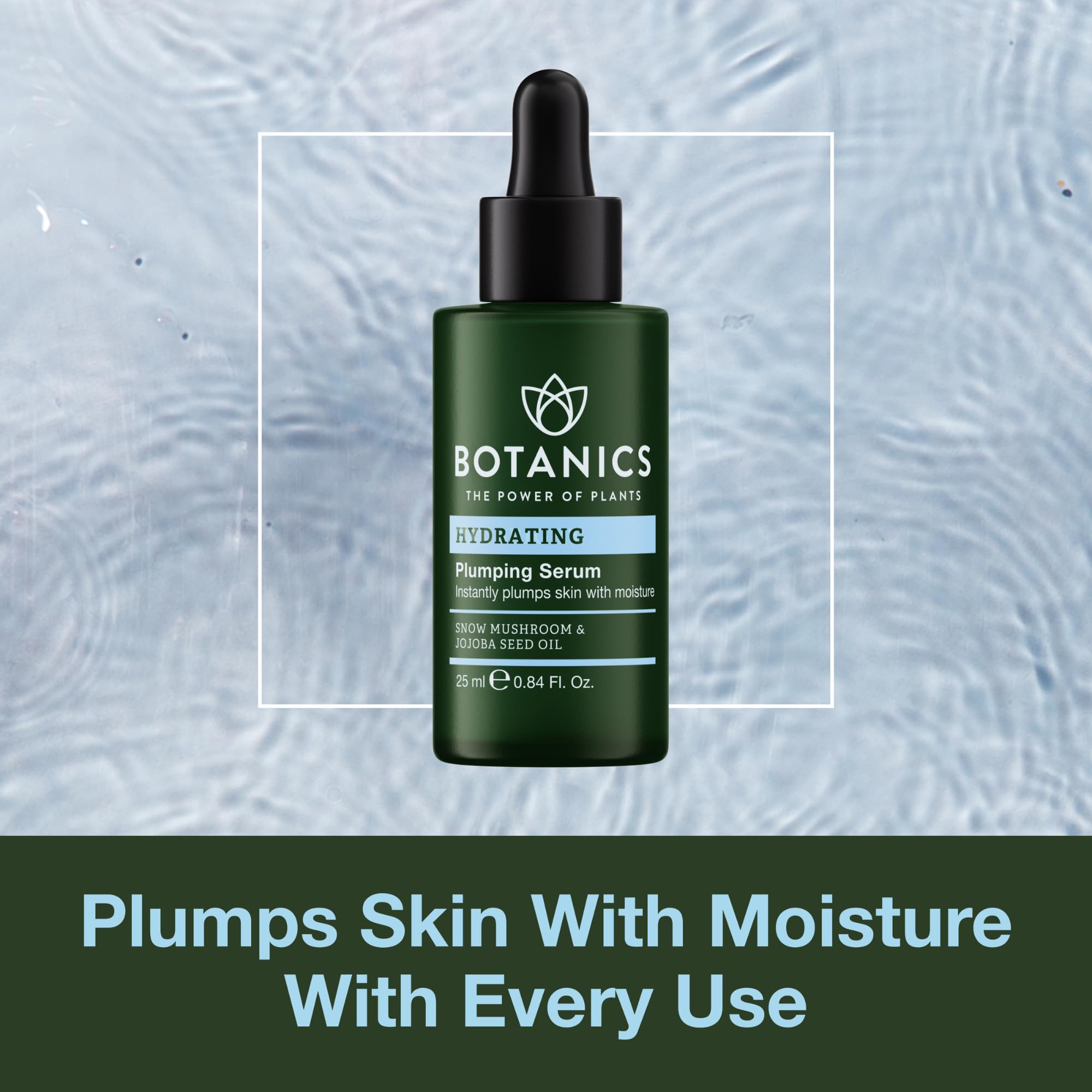 Botanics Hydrating Serum - Skin Plumping Serum for Face & Long-Lasting Hydration - Enriched with Snow Mushroom - Vegan & Cruelty