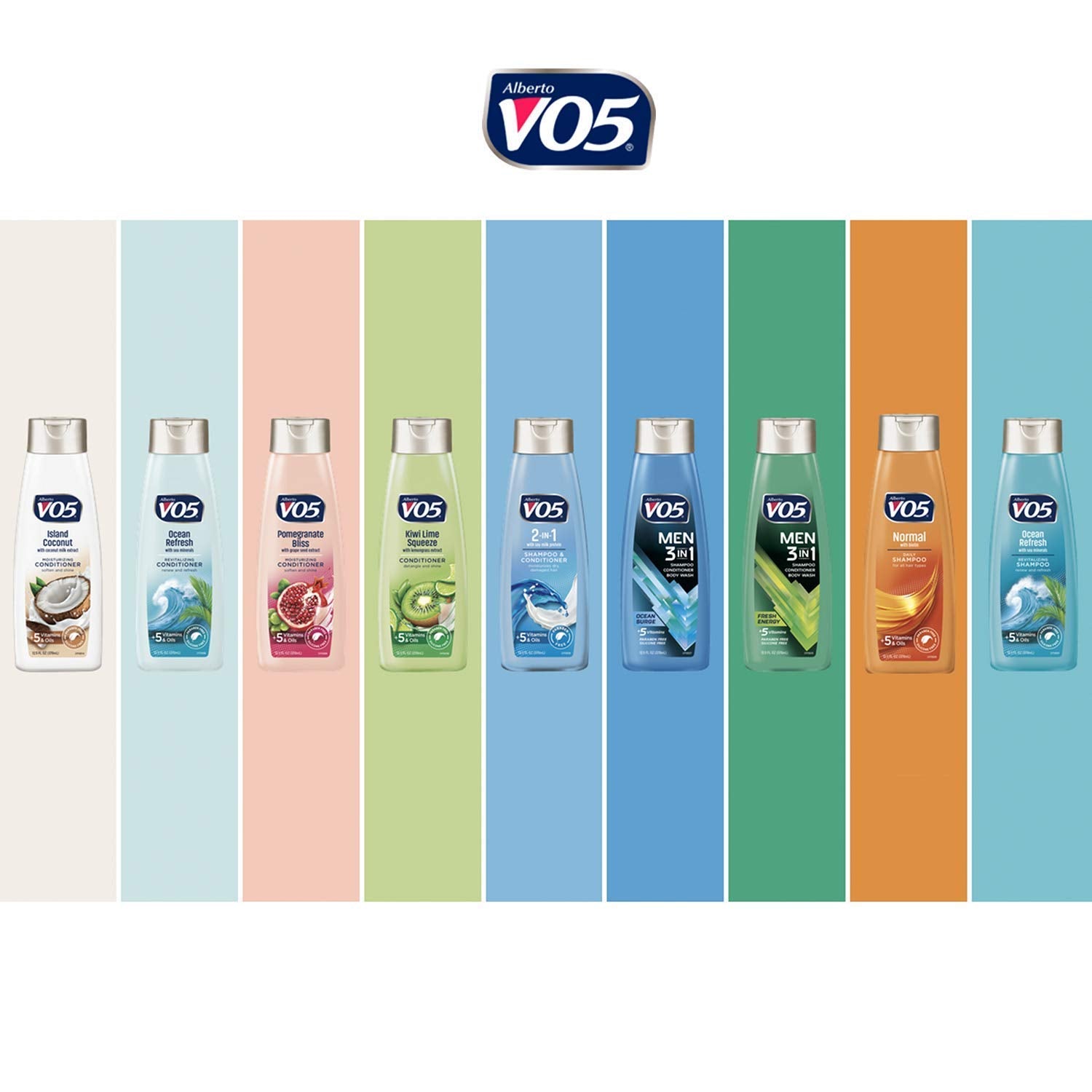 3 Pk, Alberto VO5 Men's 3-in-1 Shampoo Conditioner Body Wash Fresh Energy, 12.5oz