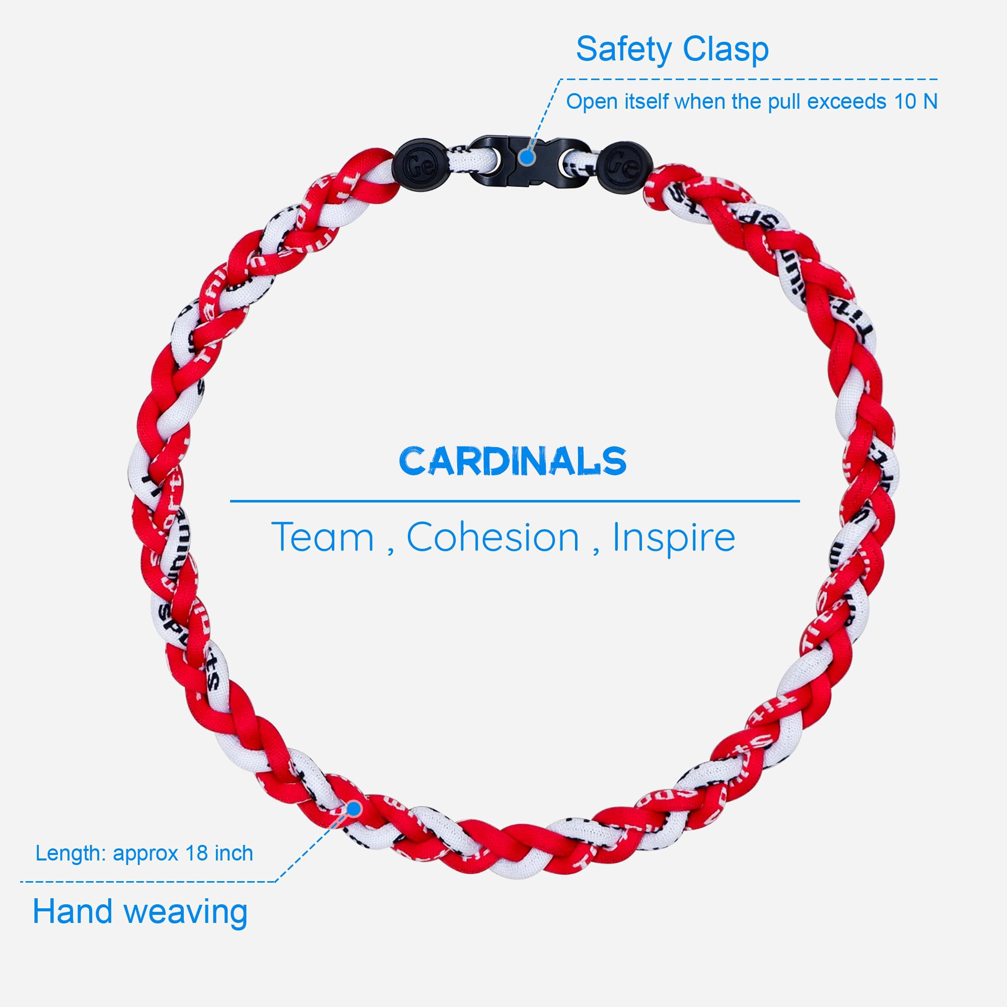 SUPBOMM Baseball Rope Necklaces, League Team Colors Braided Necklace, Baseball Team Gifts, STLCardinals