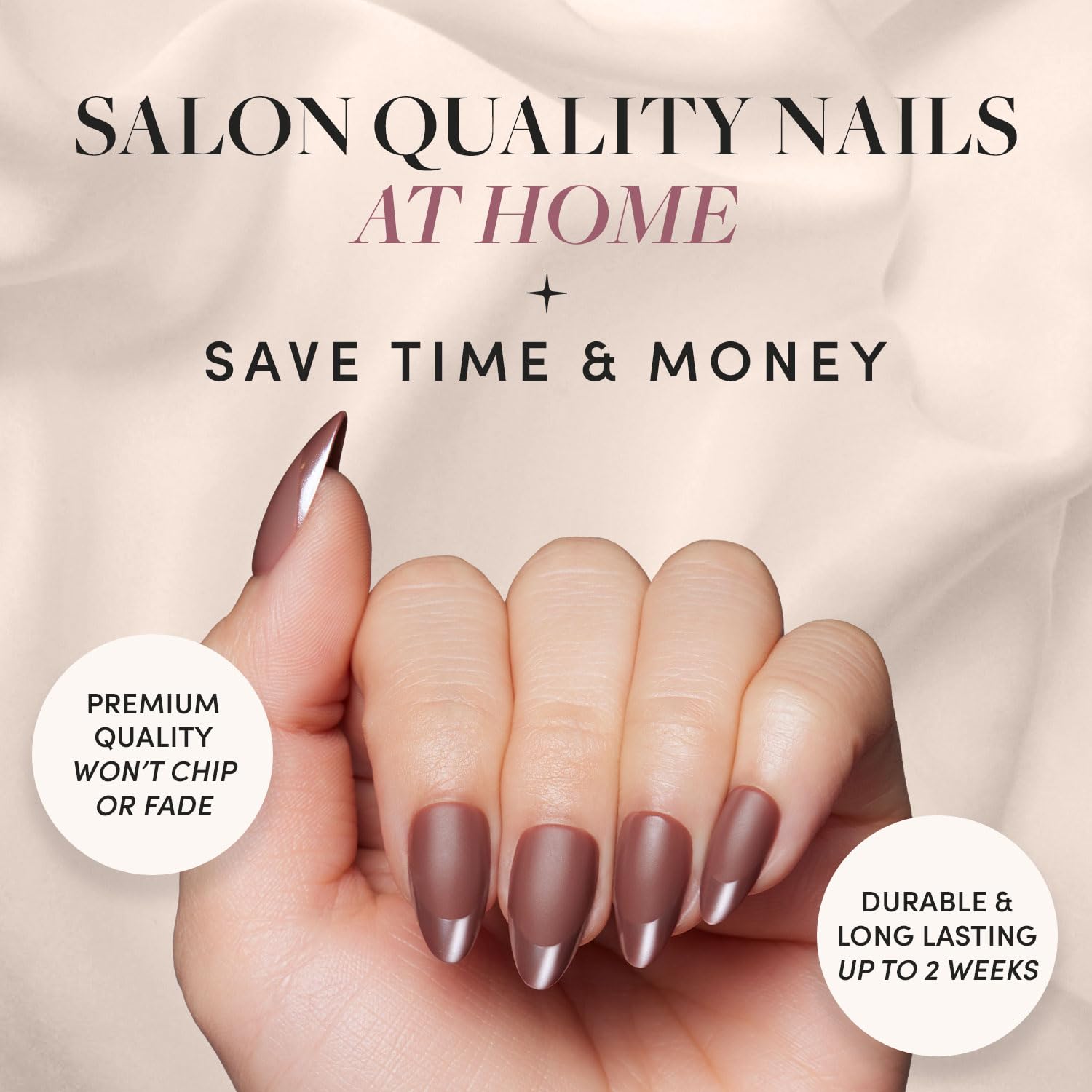 Glamnetic Press On Nails - Terra | Short Almond Dark Brown Nails With Glossy French Tips In A Matte Finish | 15 Sizes - 30 Nail