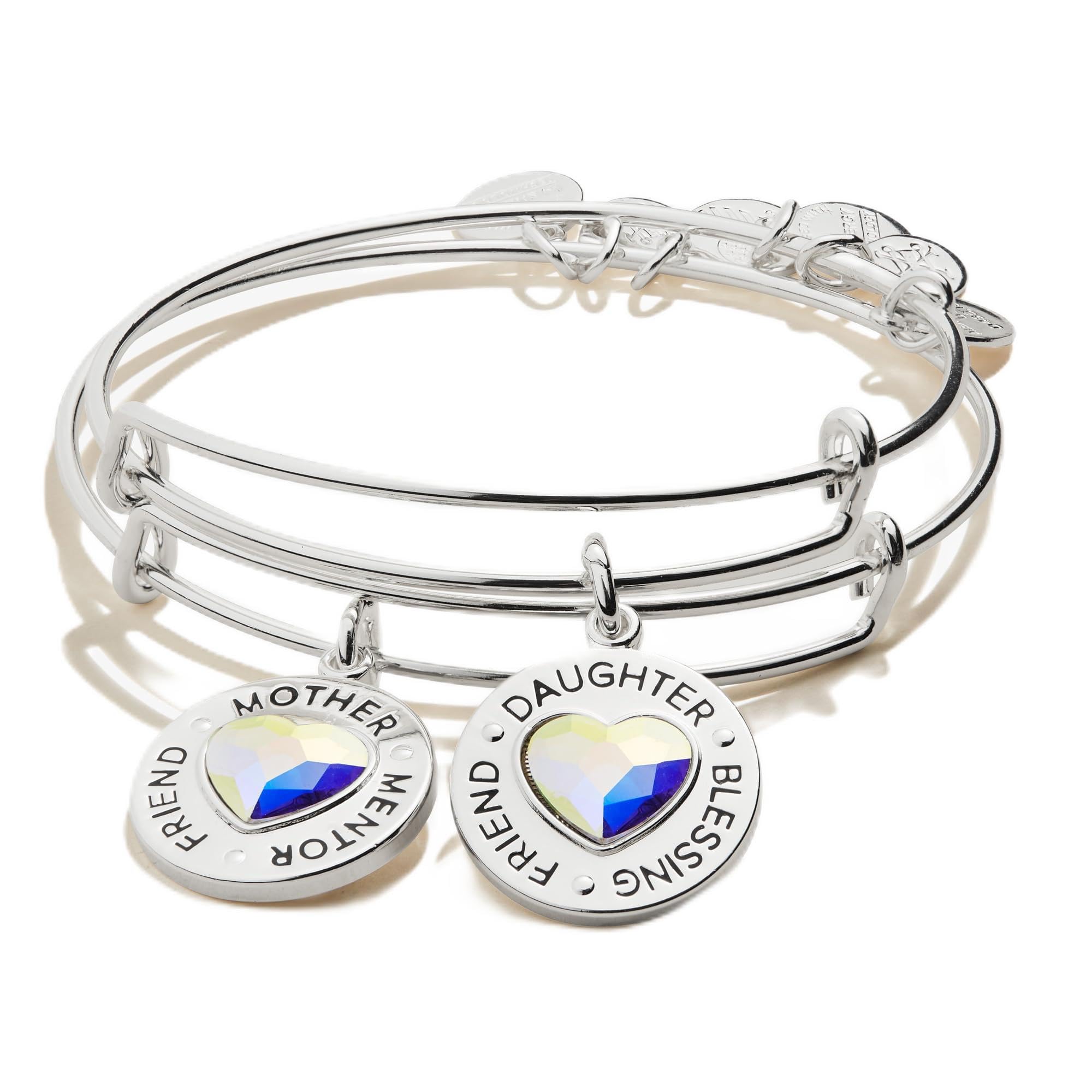 Alex and Ani Mother Daughter Charm Bangles, Set of 2, Silver