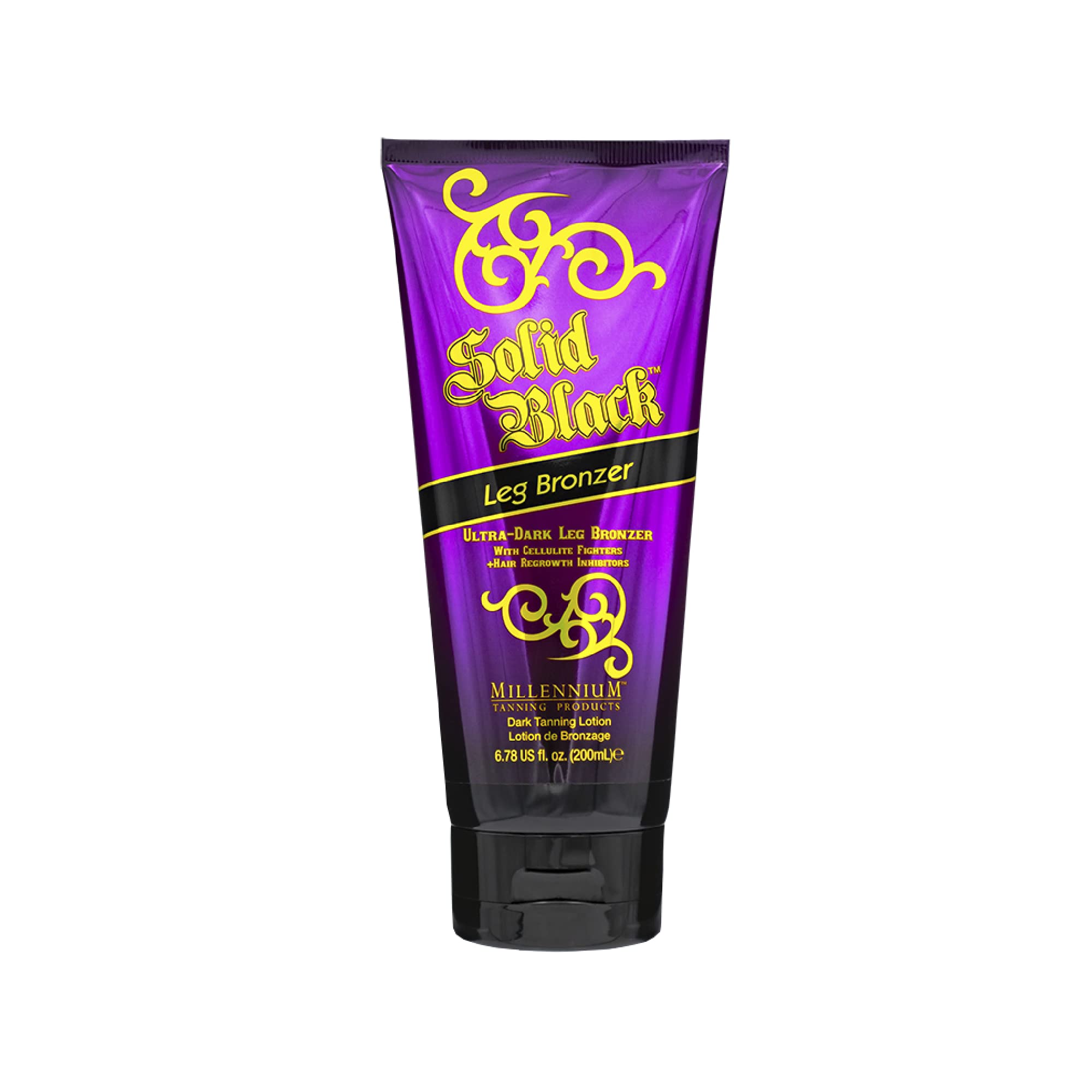 Millennium Tanning Solid Black Leg Bronzer  Tanning Lotion w/Cellulite Fighters, 6.78 Ounces