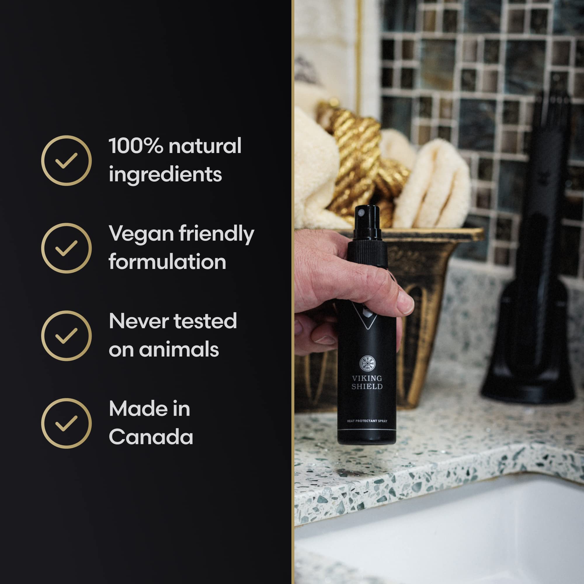 Beard & Hair Heat Protectant Spray - Viking Shield Beard Spray For Men, Protects Hair From Heat Damage Of Straightener And Styli